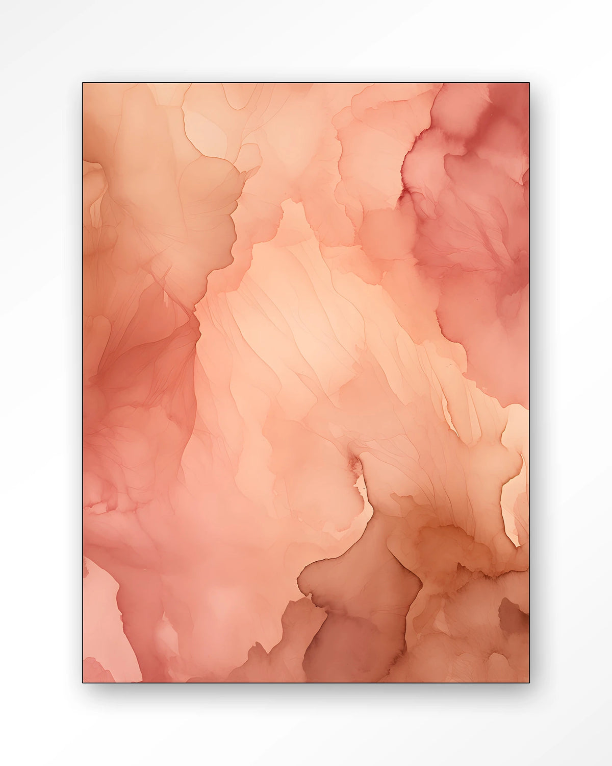 Flowing Pink – roze aquarel met vloeiende kleuren – Wandkleed – Frame – zwart