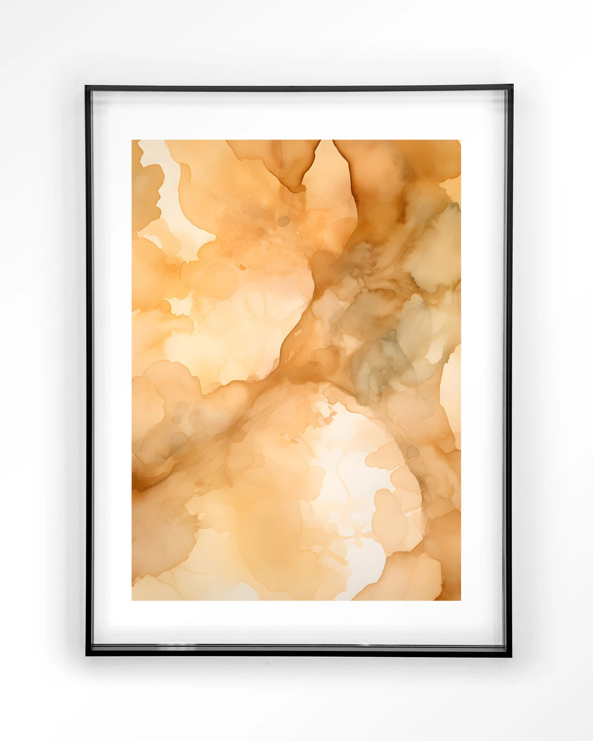 Liquid Cinnamon – abstract in oranje aquarel – Art print – Acryl zwart