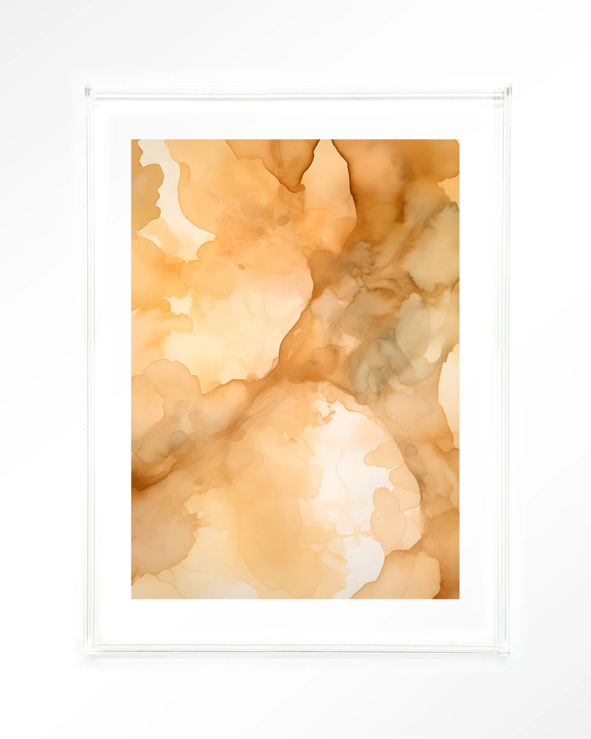 Liquid Cinnamon – abstract in oranje aquarel – Art print – Acryl doorzichtig