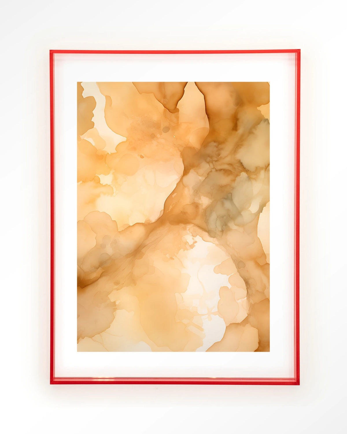 Liquid Cinnamon – abstract in oranje aquarel – Art print – Acryl roze