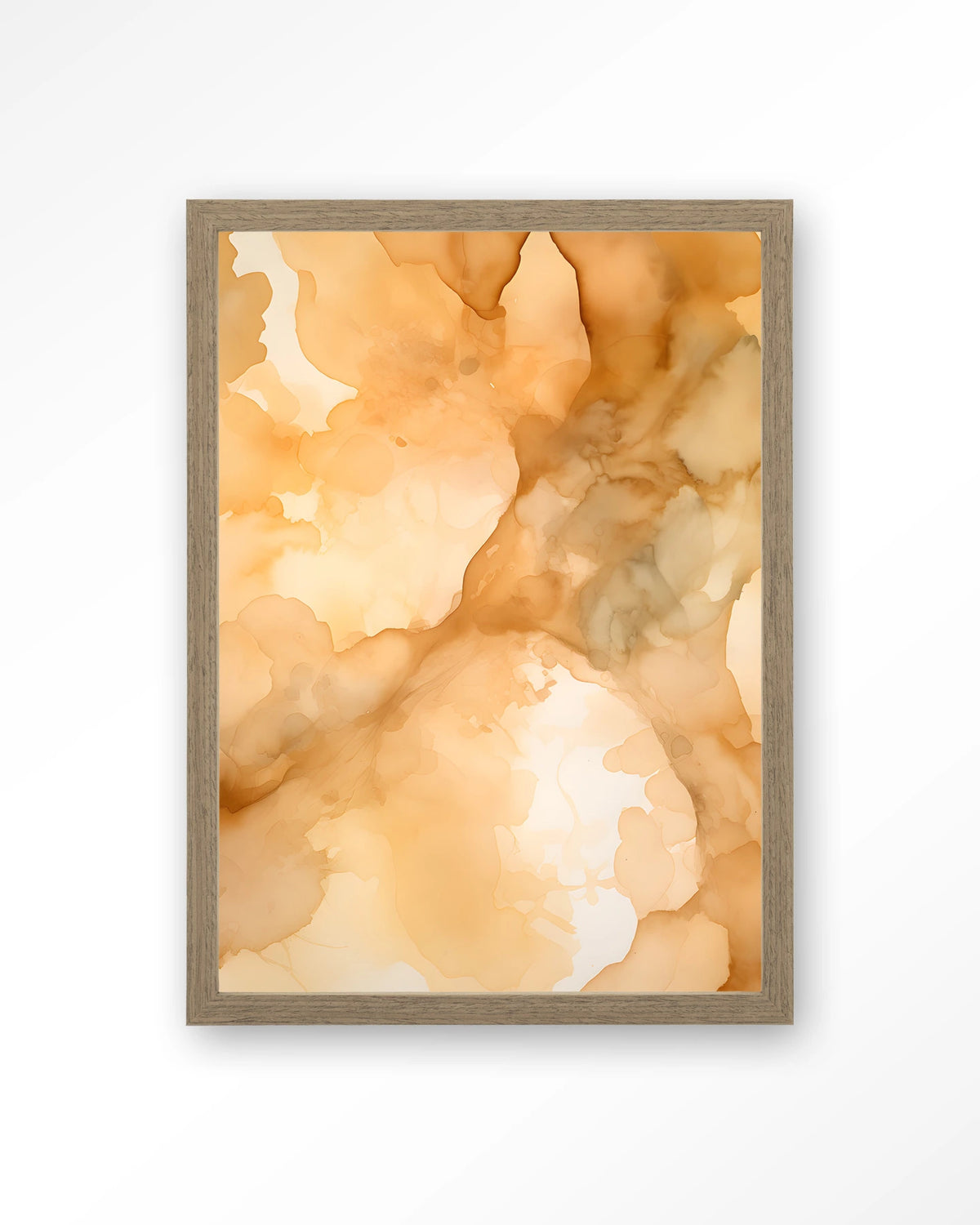 Liquid Cinnamon – abstract in oranje aquarel – Art print – Hout bruin