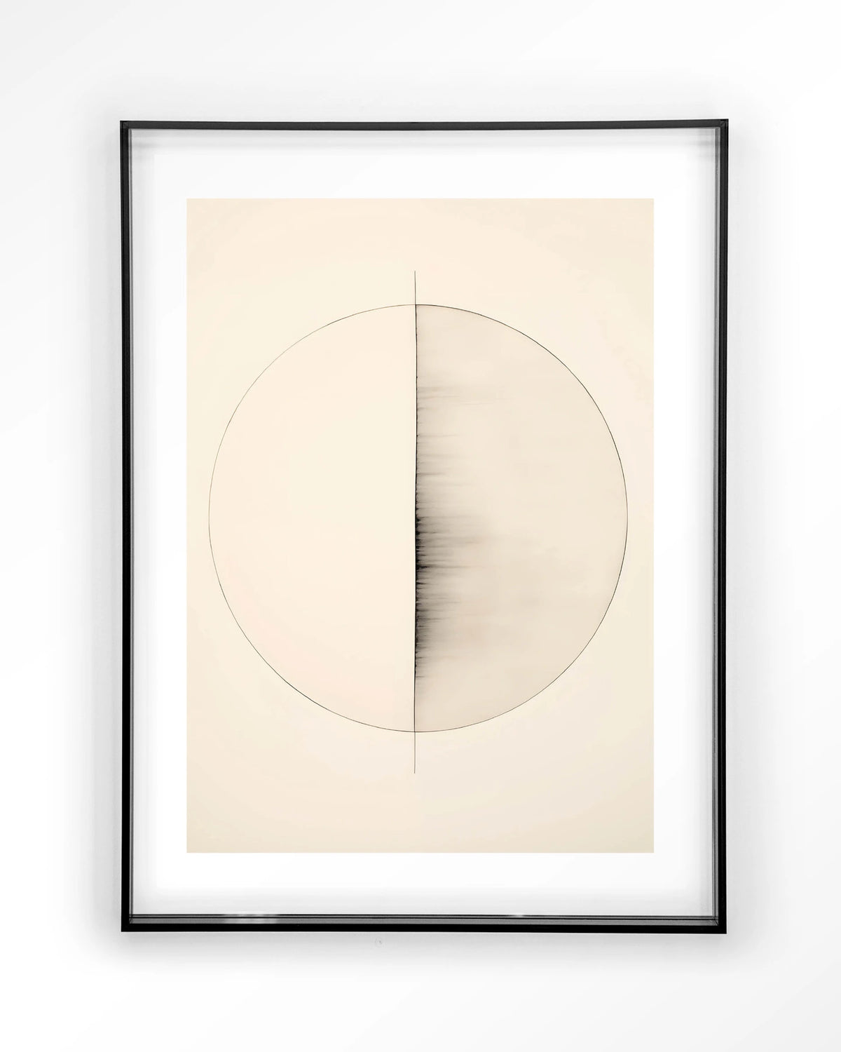 Nara – cirkel in lijntekening, minimalistisch – Art print – Acryl zwart