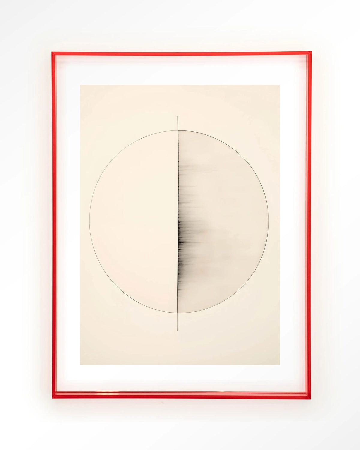 Nara – cirkel in lijntekening, minimalistisch – Art print – Acryl roze