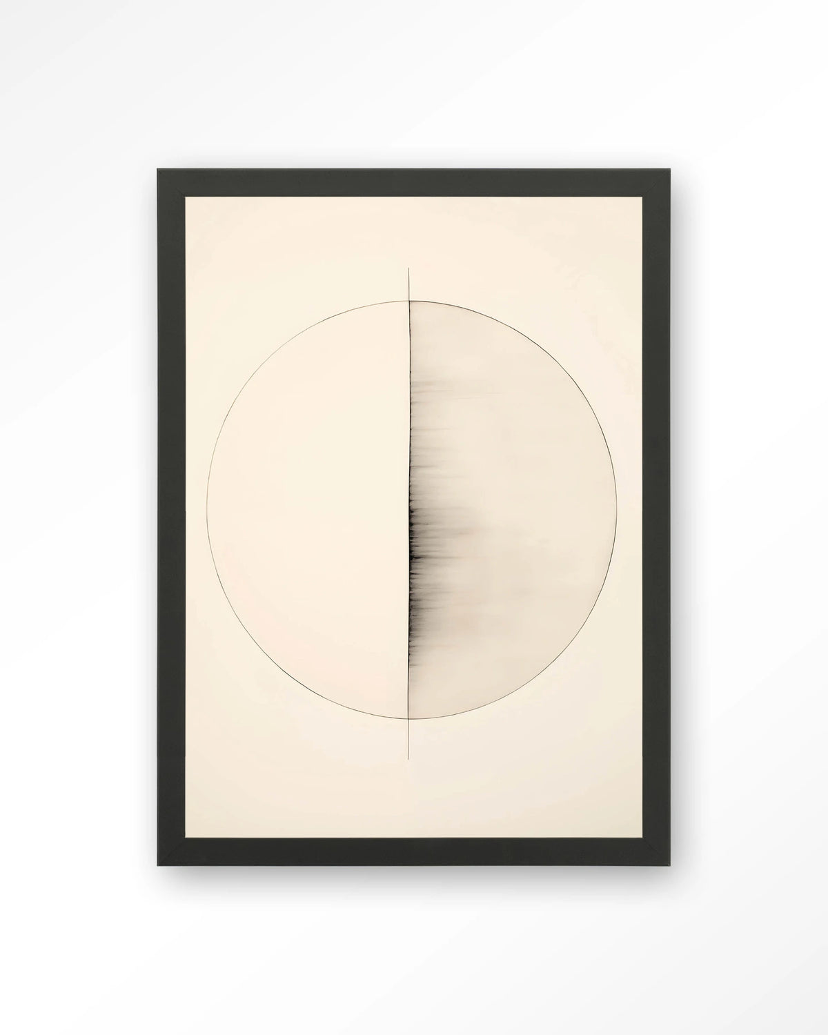Nara – cirkel in lijntekening, minimalistisch – Art print – Hout zwart
