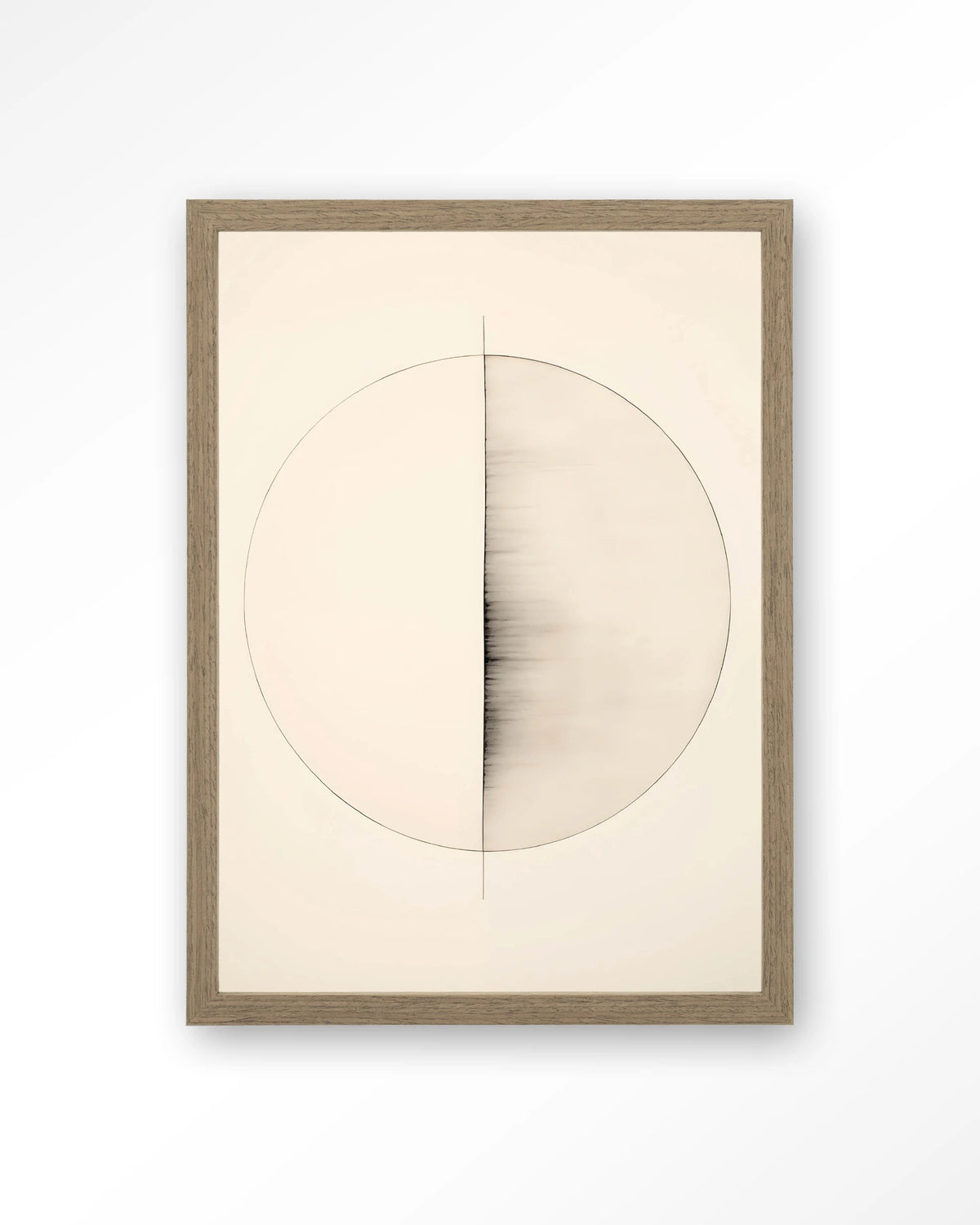 Nara – cirkel in lijntekening, minimalistisch – Art print – Hout bruin