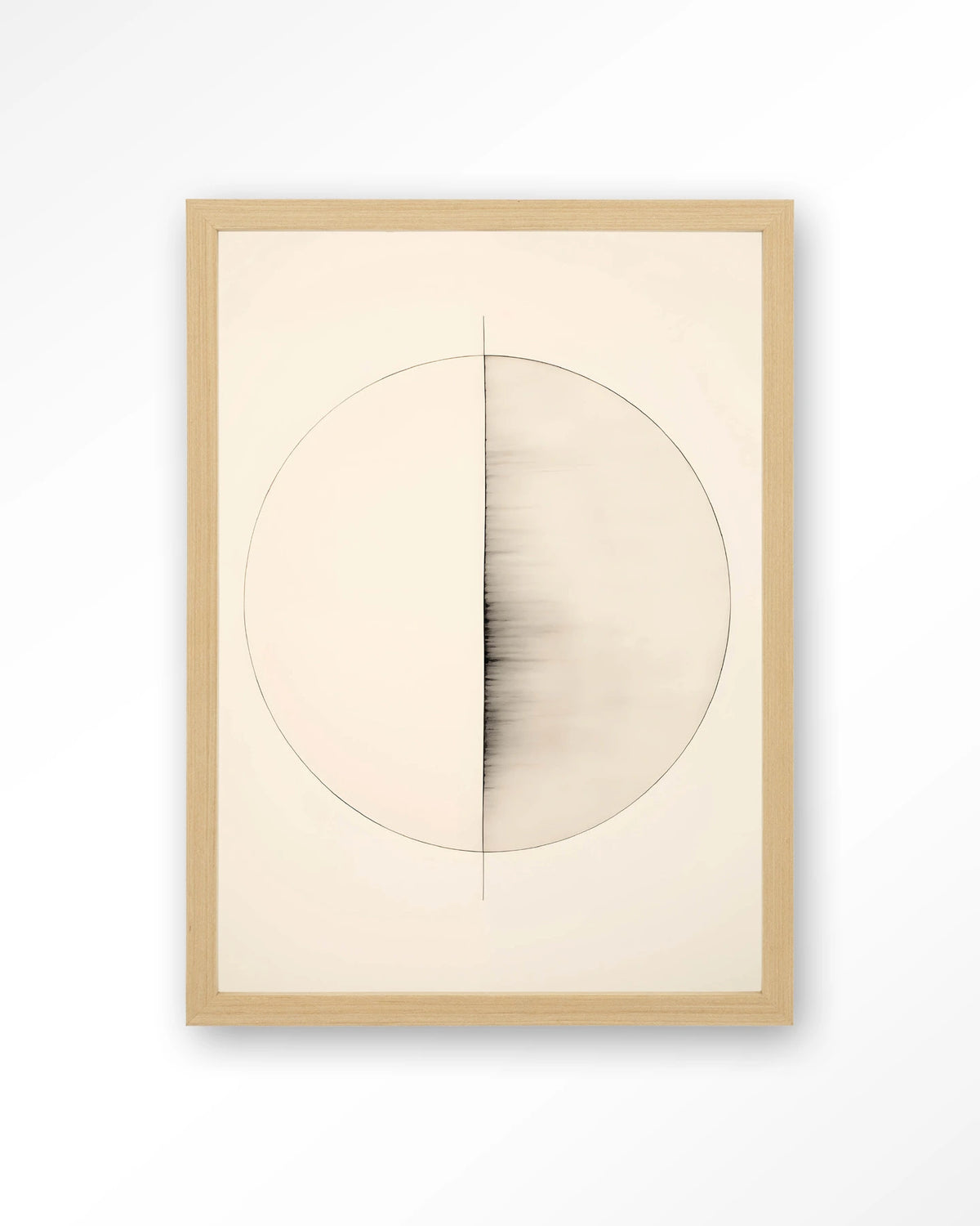Nara – cirkel in lijntekening, minimalistisch – Art print – Hout naturel