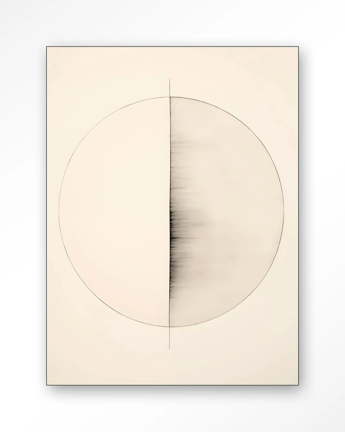 Nara – cirkel in lijntekening, minimalistisch – Wandkleed – Frame – zwart