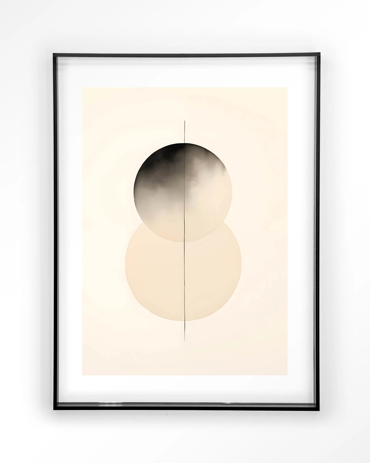 Kobe – abstract met cirkels in zwart en crème – Art print – Acryl zwart
