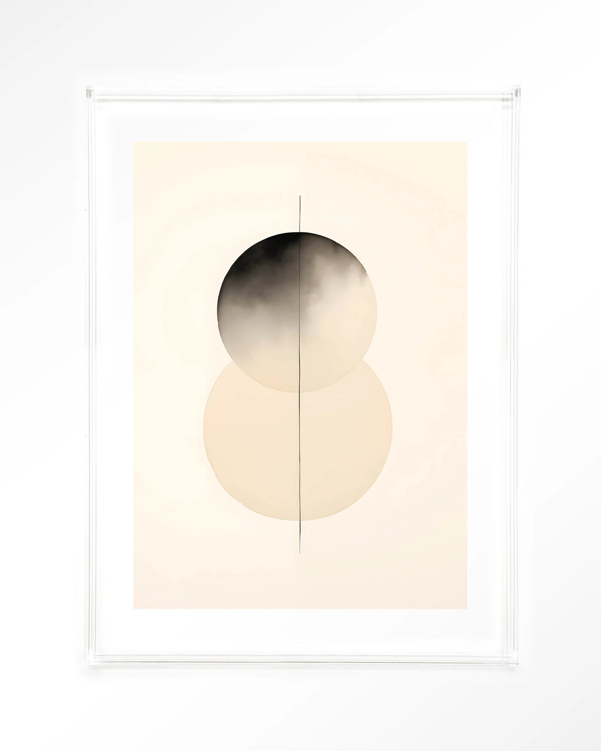 Kobe – abstract met cirkels in zwart en crème – Art print – Acryl doorzichtig