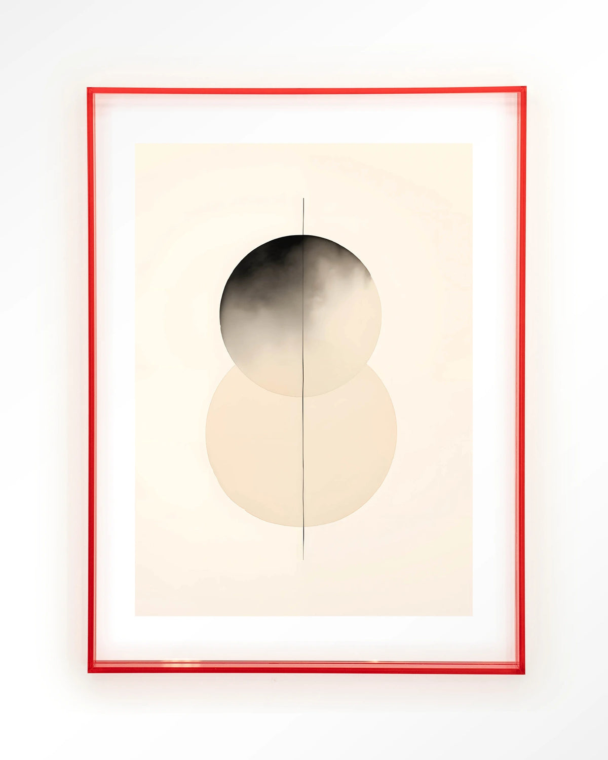 Kobe – abstract met cirkels in zwart en crème – Art print – Acryl roze