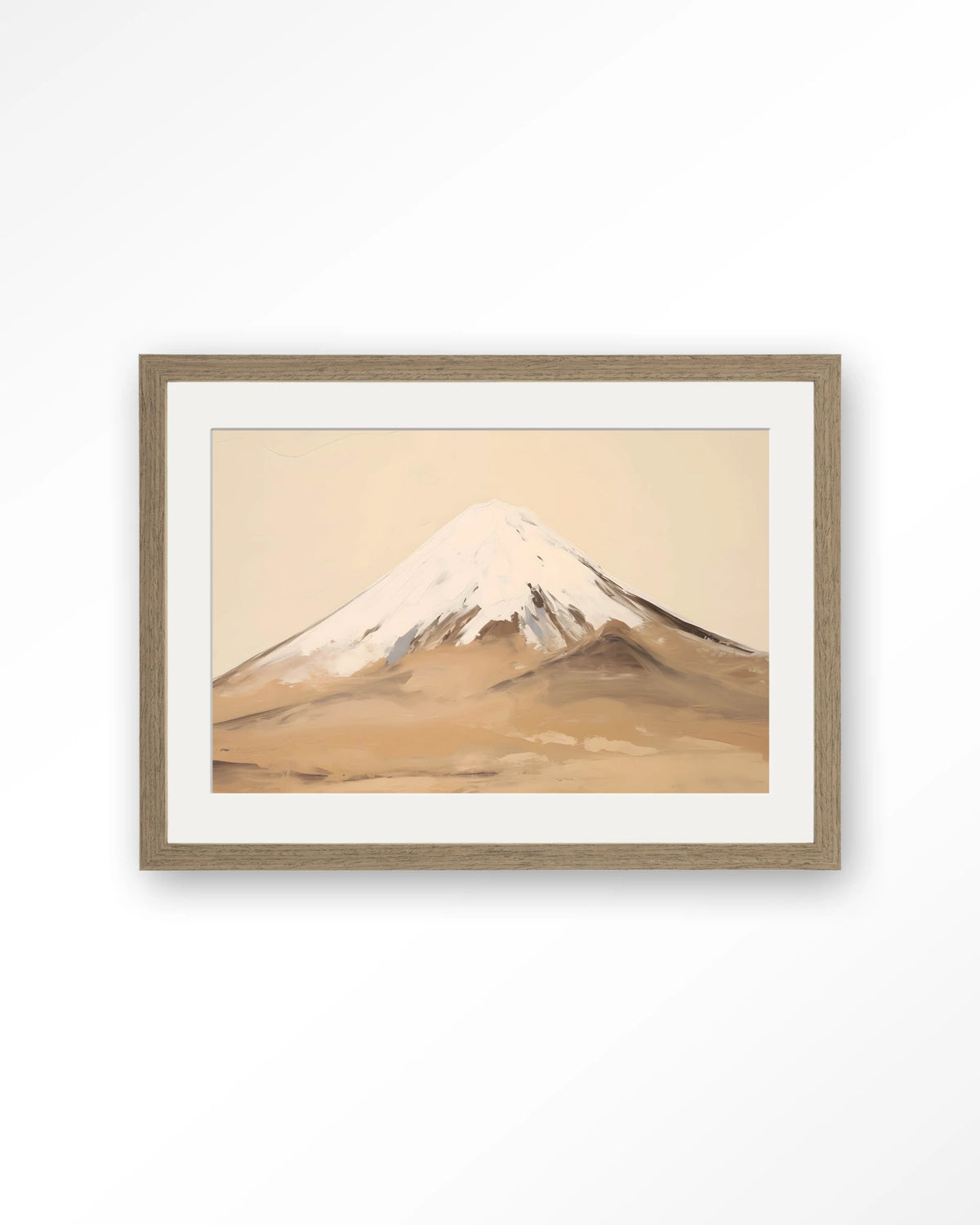 Fuji Mountain – berg Fuji landschap – Art print – Hout bruin + passe-partout
