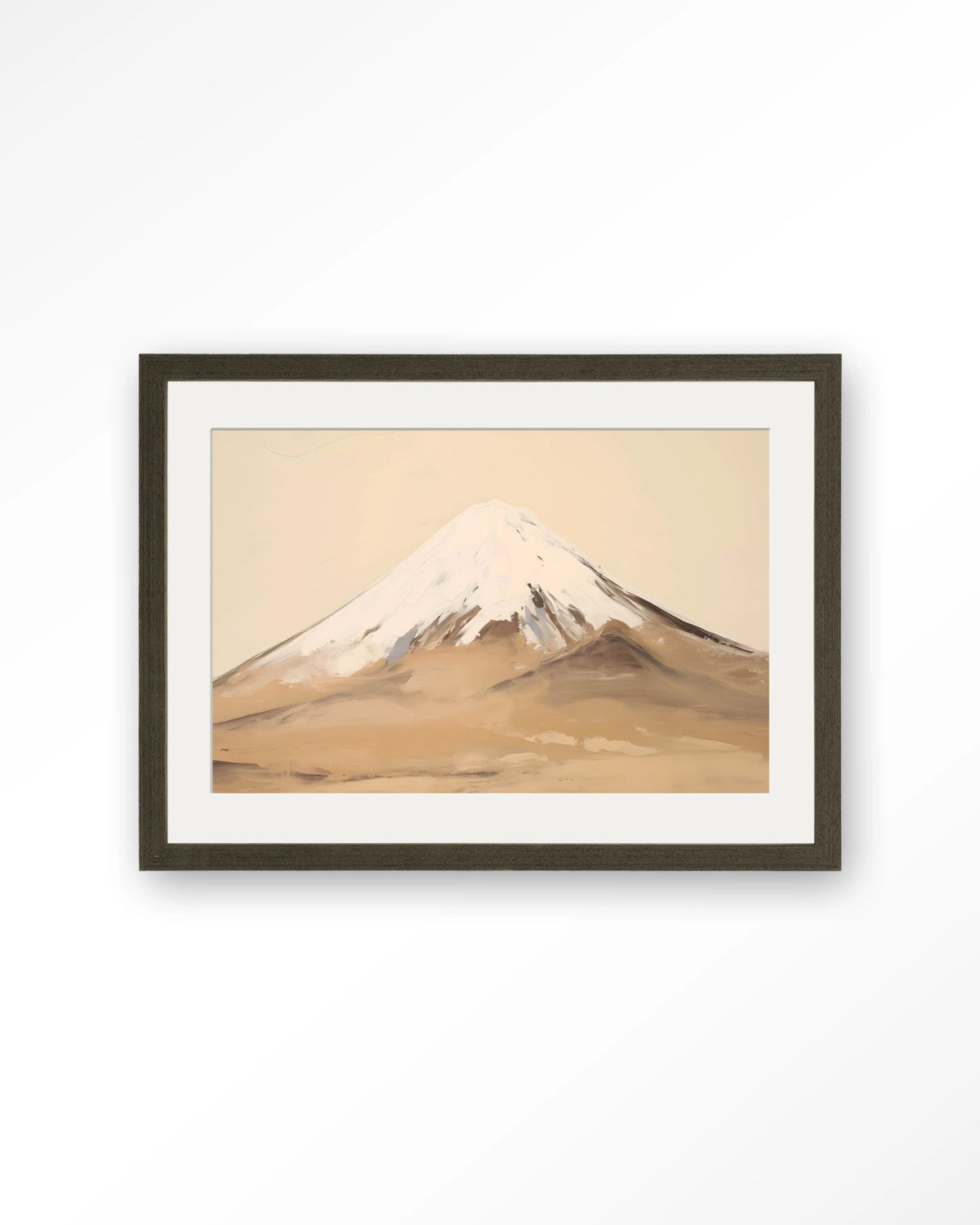 Fuji Mountain – berg Fuji landschap – Art print – Hout donkerbruin + passe-partout