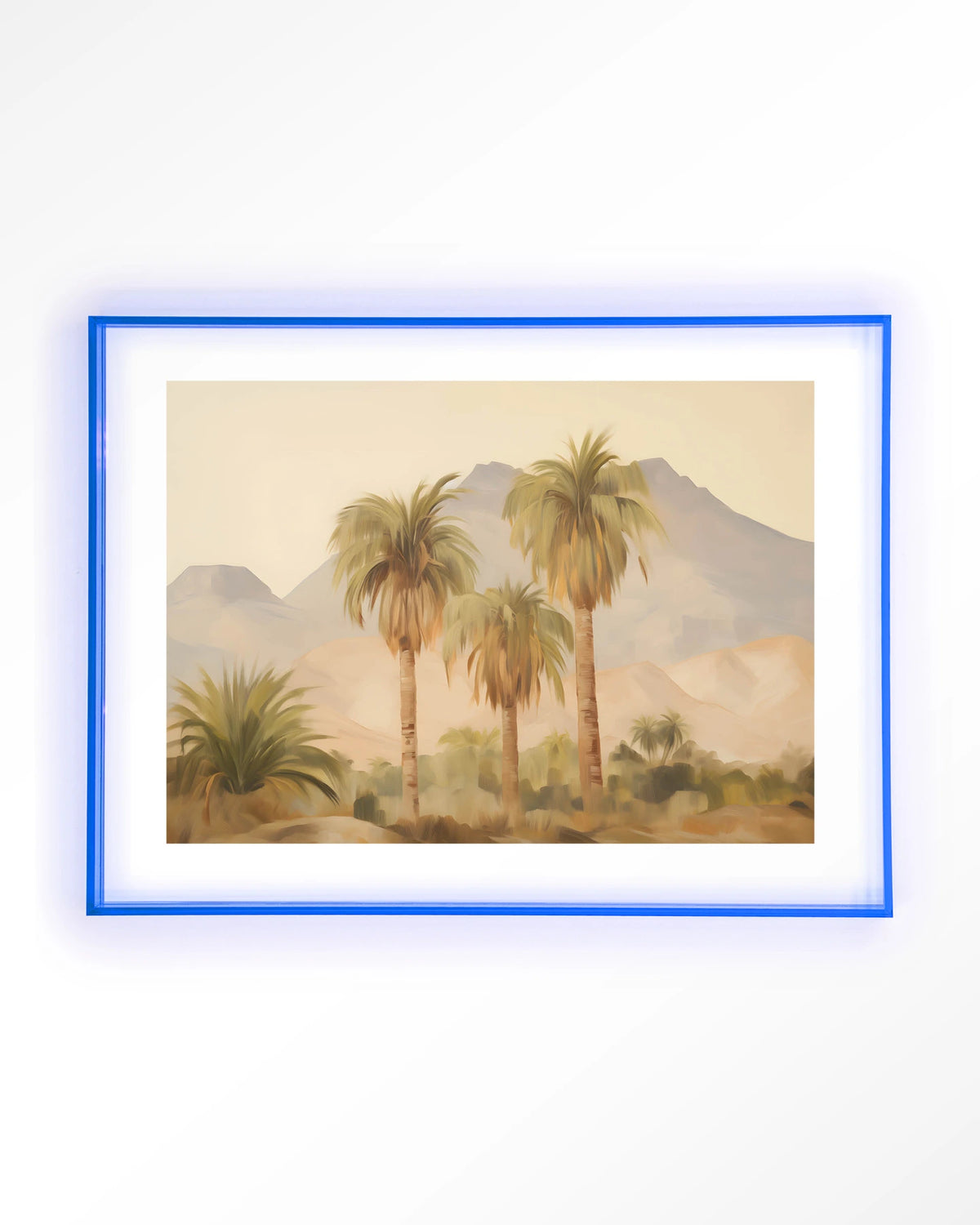 Tunesia – palmbomen in landschap – Art print – Acryl lichtblauw