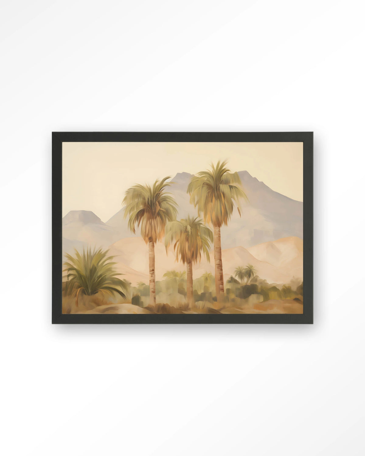 Tunesia – palmbomen in landschap – Art print – Hout zwart