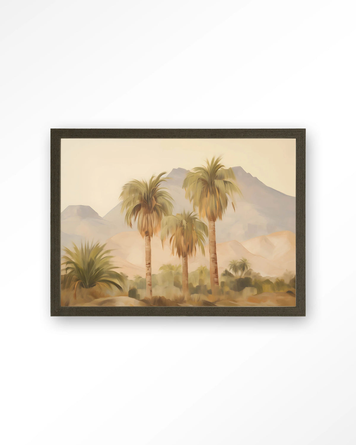 Tunesia – palmbomen in landschap – Art print – Hout donkerbruin