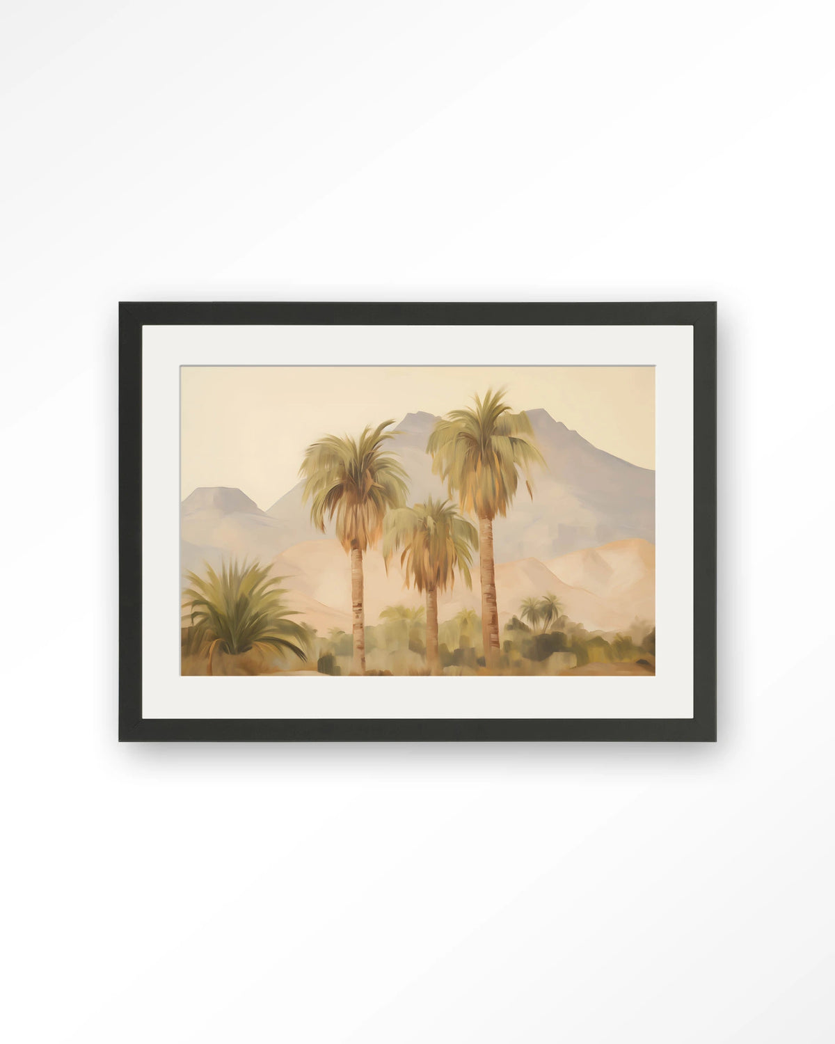 Tunesia – palmbomen in landschap – Art print – Hout zwart + passe-partout