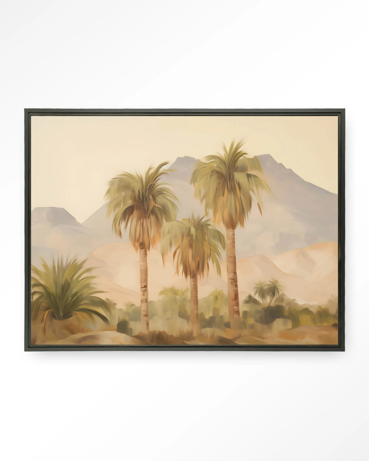 Tunesia – palmbomen in landschap – Wandkleed – Floating frame – zwart