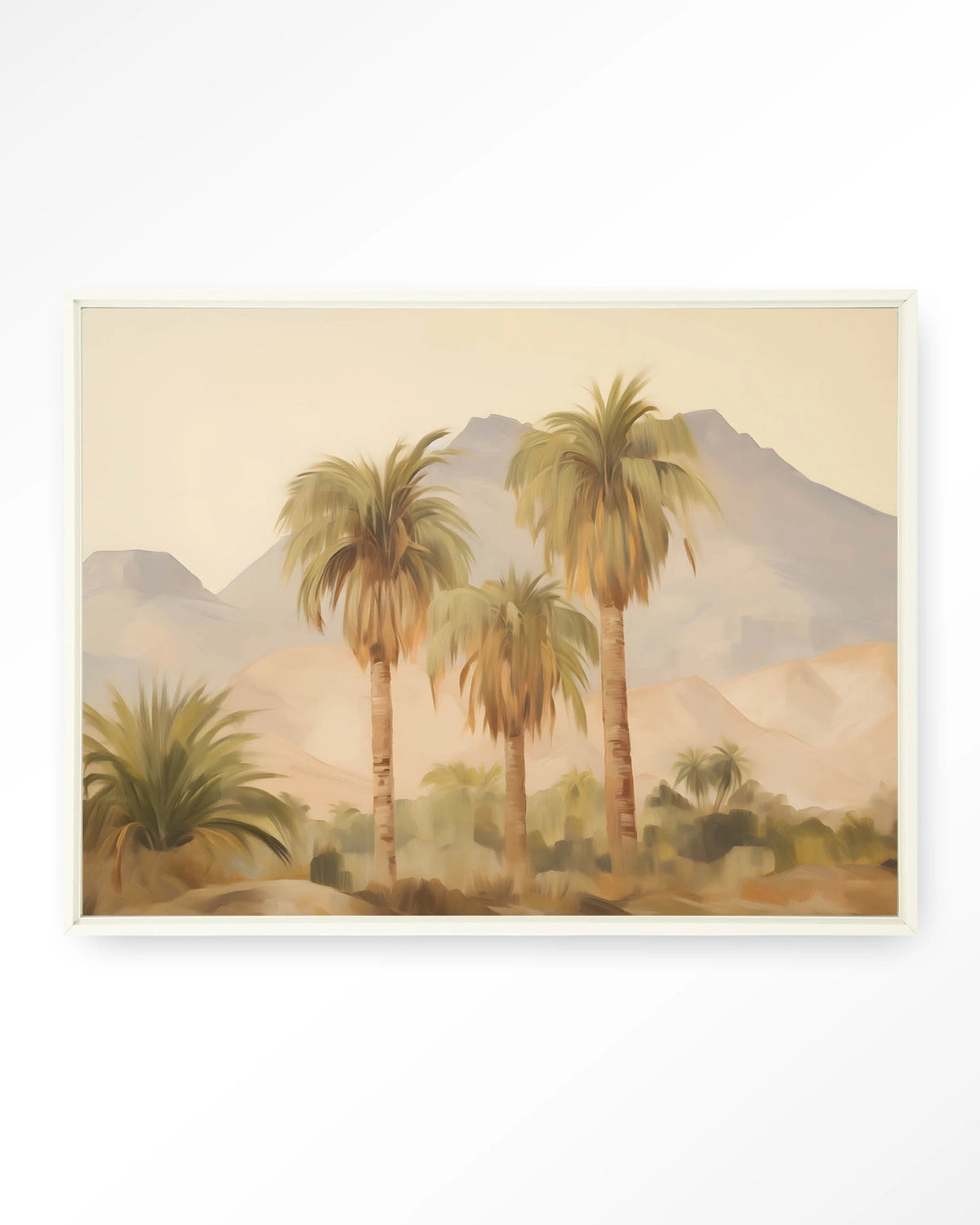 Tunesia – palmbomen in landschap – Wandkleed – Floating frame – wit