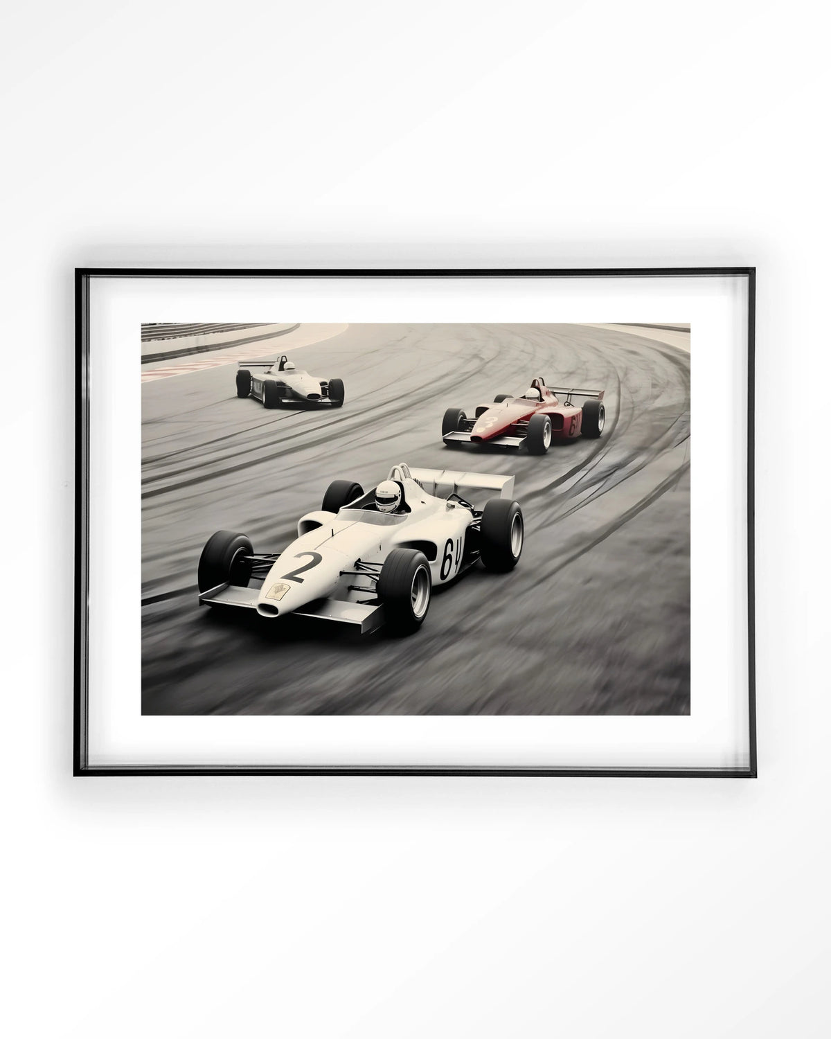 Race Track – formule 1-auto's op racebaan – Art print – Acryl zwart