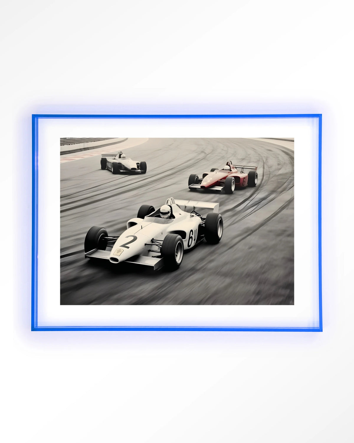 Race Track – formule 1-auto's op racebaan – Art print – Acryl lichtblauw