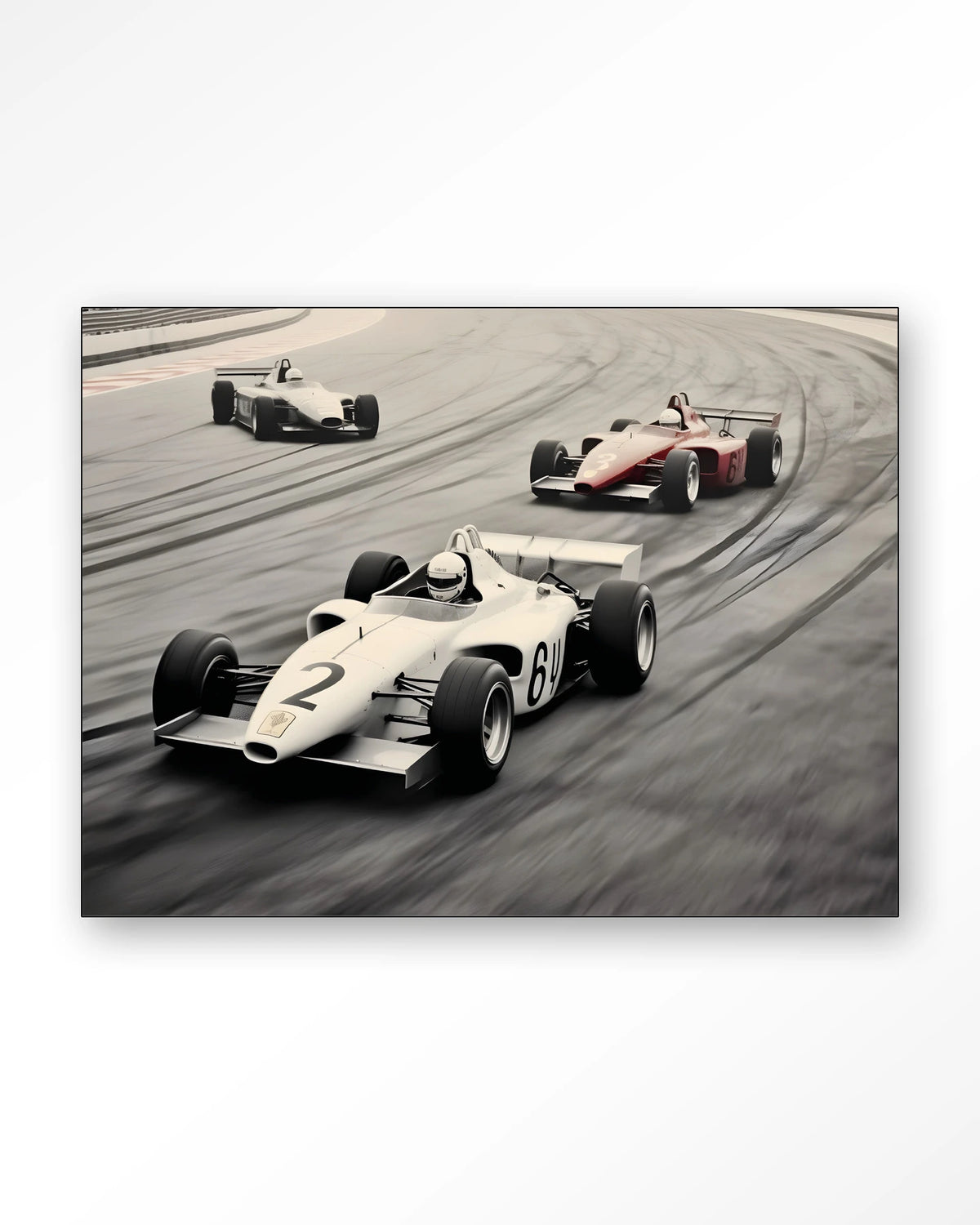 Race Track – formule 1-auto's op racebaan – Wandkleed – Frame – zwart