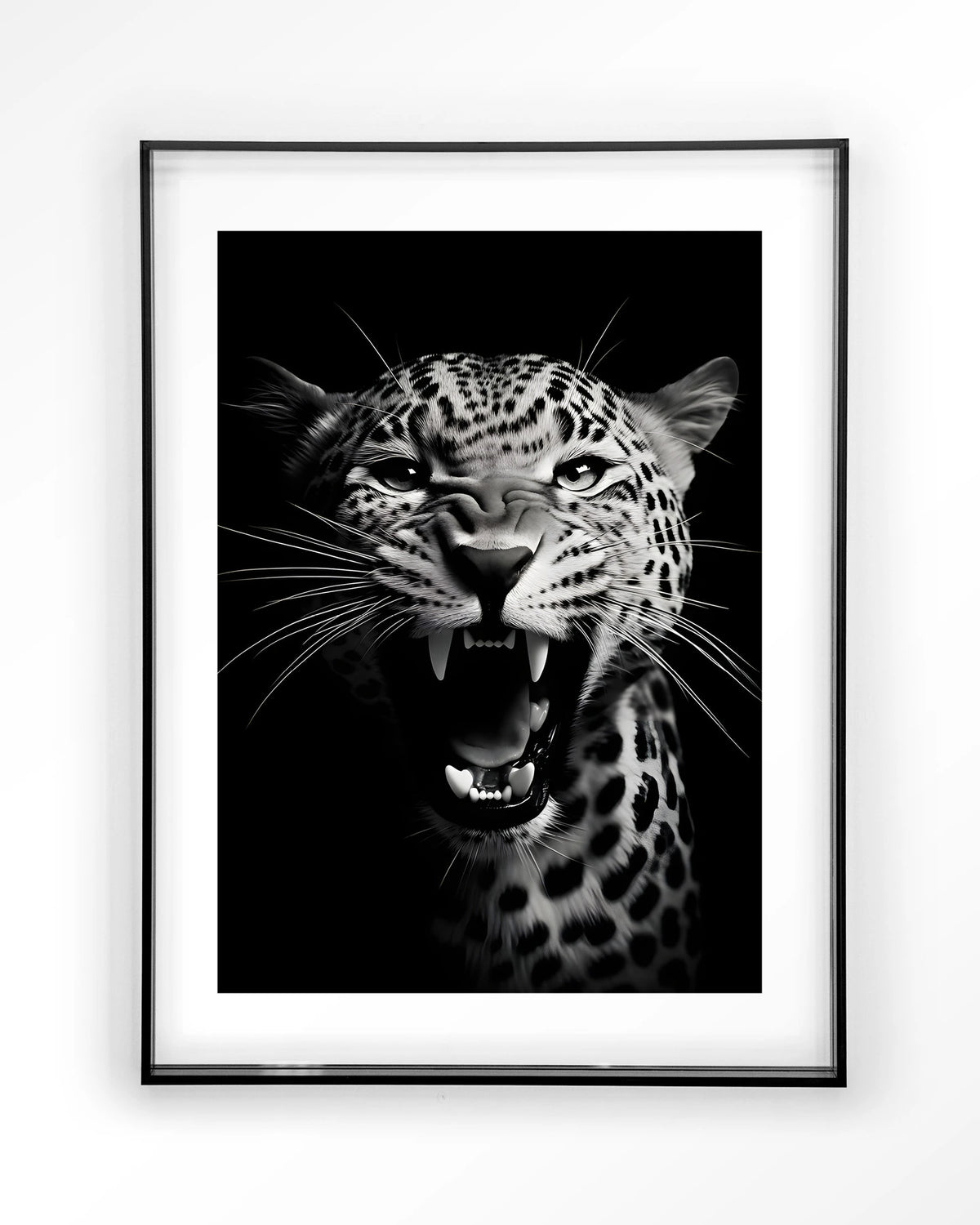 Rawr Cheetah – brullende luipaard in zwart-wit – Art print – Acryl zwart
