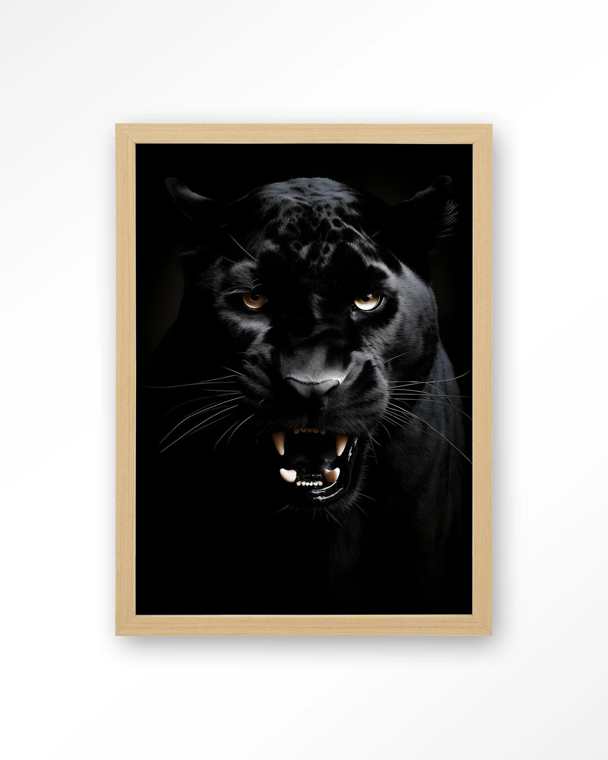 Rawr Panther – zwarte panter – Art print – Hout naturel