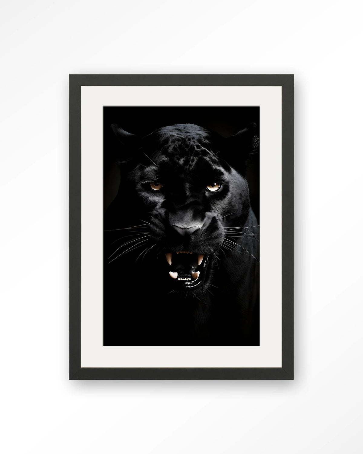 Rawr Panther – zwarte panter – Art print – Hout zwart + passe-partout