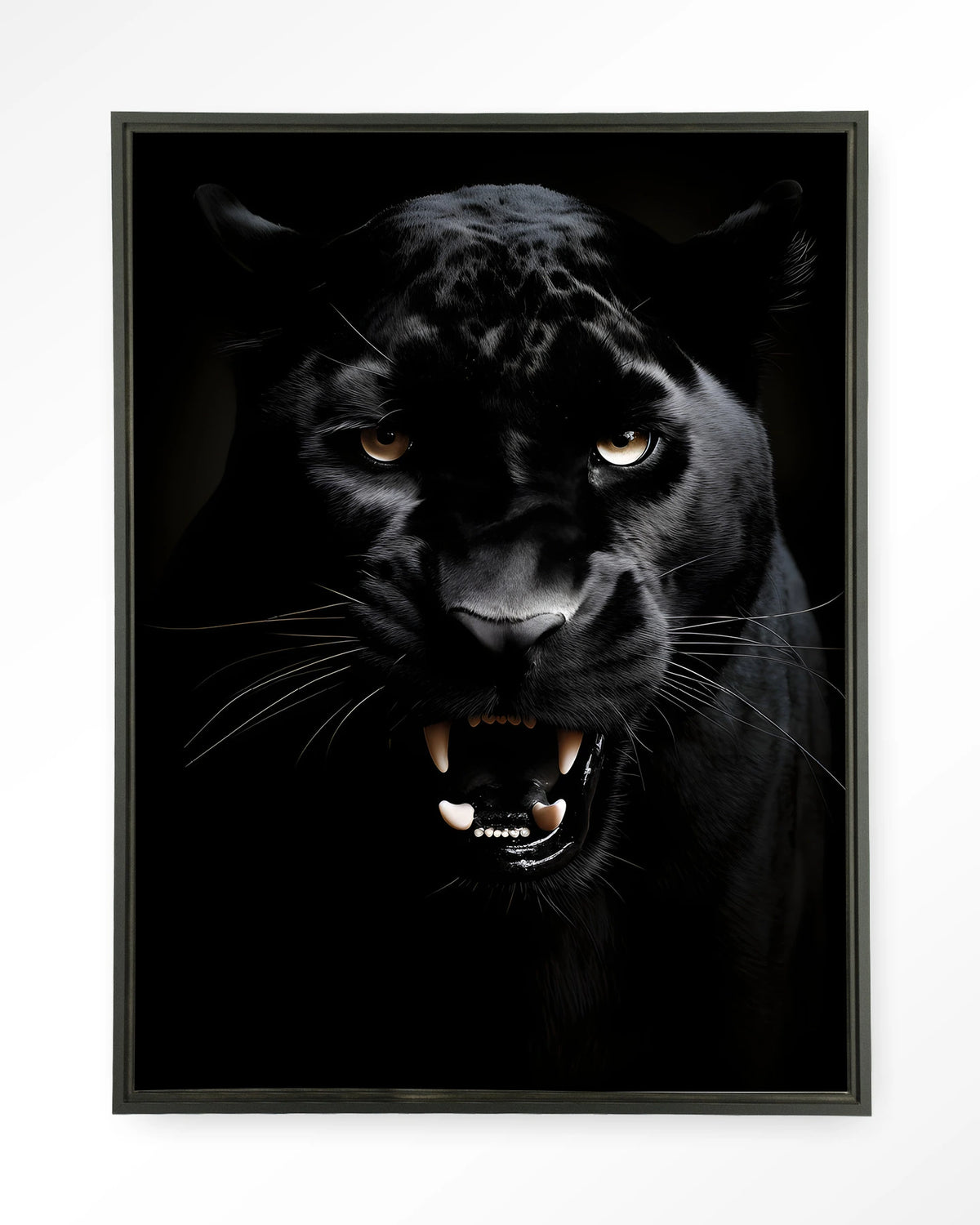 Rawr Panther – zwarte panter – Wandkleed – Floating frame – zwart