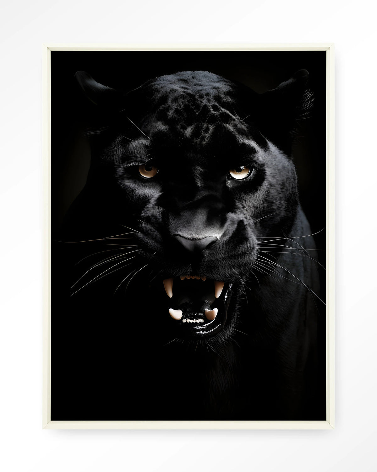 Rawr Panther – zwarte panter – Wandkleed – Floating frame – wit
