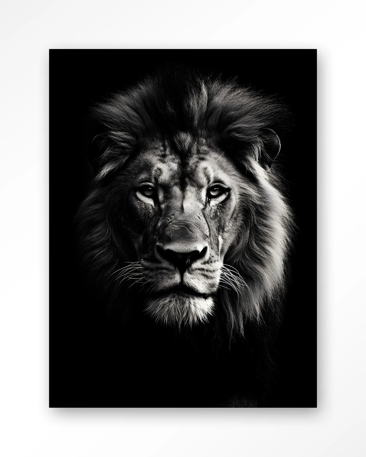 Mighty Lion – leeuw in zwart-wit – Wandkleed – Frame – zwart