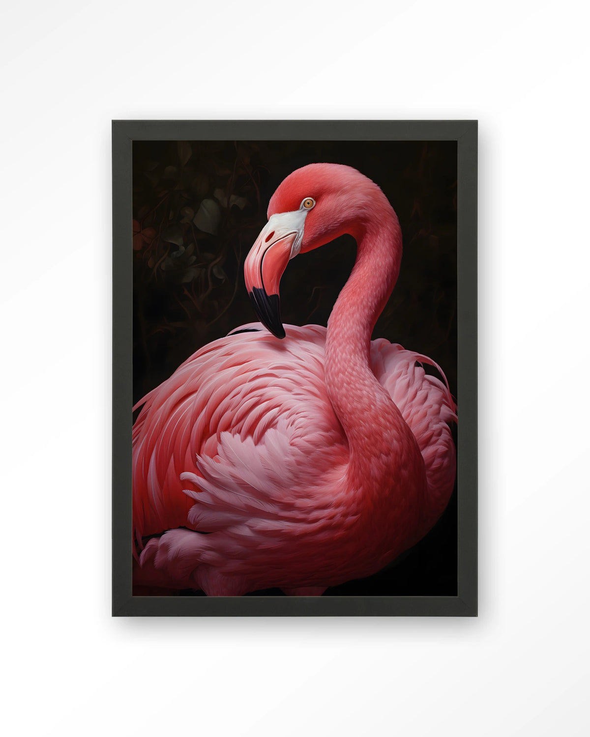 Pink Flamingo – roze flamingo – Art print – Hout zwart