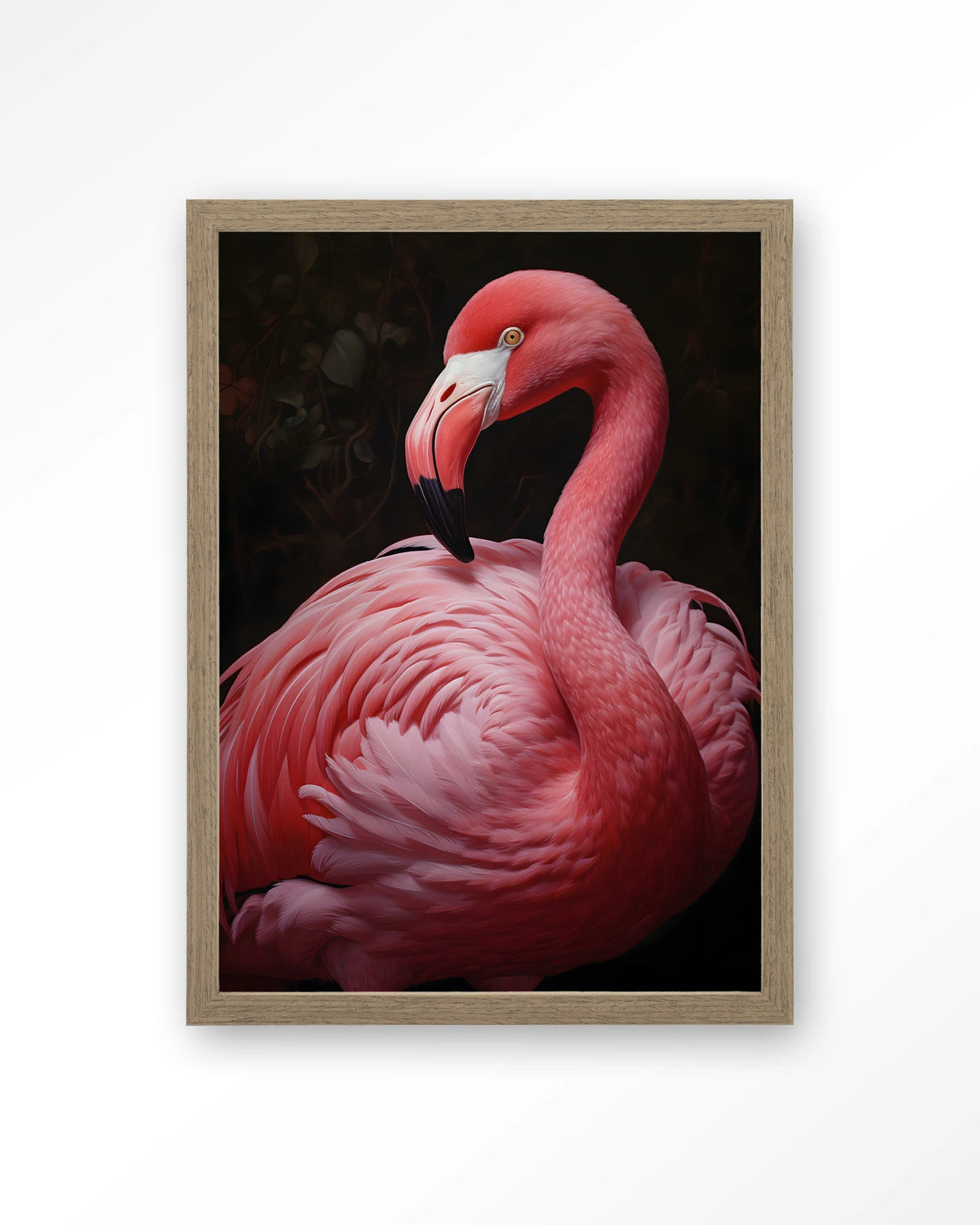 Pink Flamingo – roze flamingo – Art print – Hout bruin
