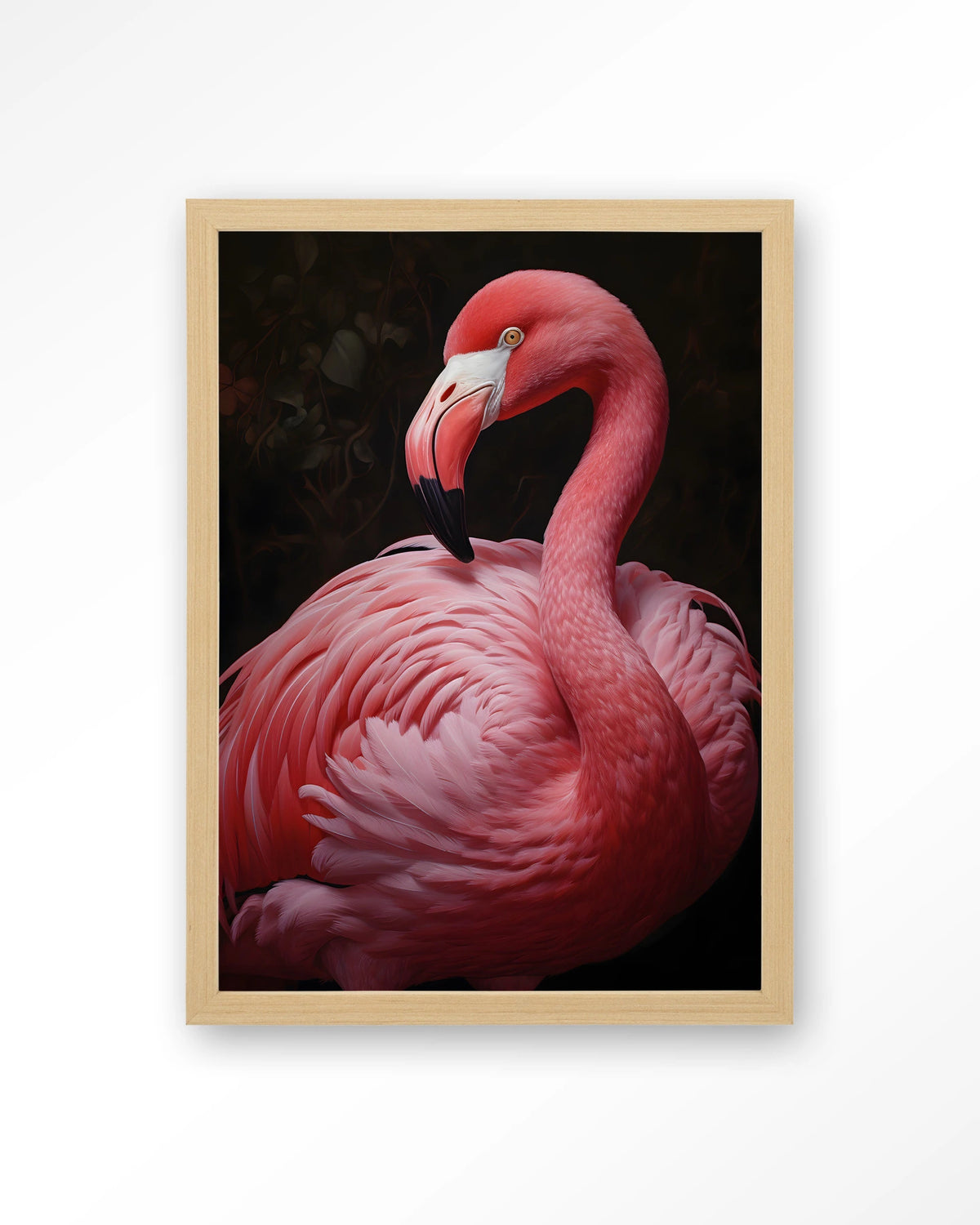 Pink Flamingo – roze flamingo – Art print – Hout naturel