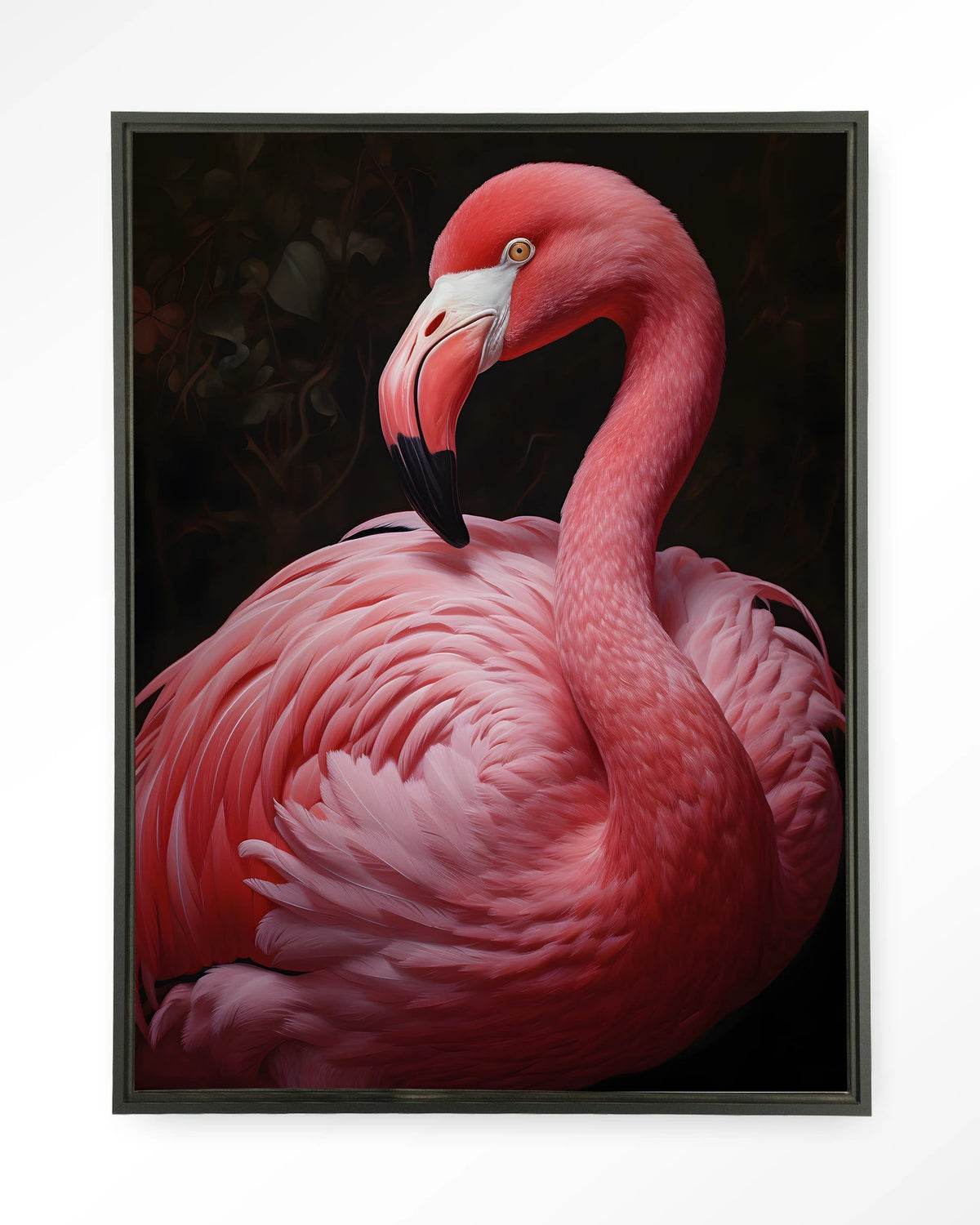 Pink Flamingo – roze flamingo – Wandkleed – Floating frame – zwart