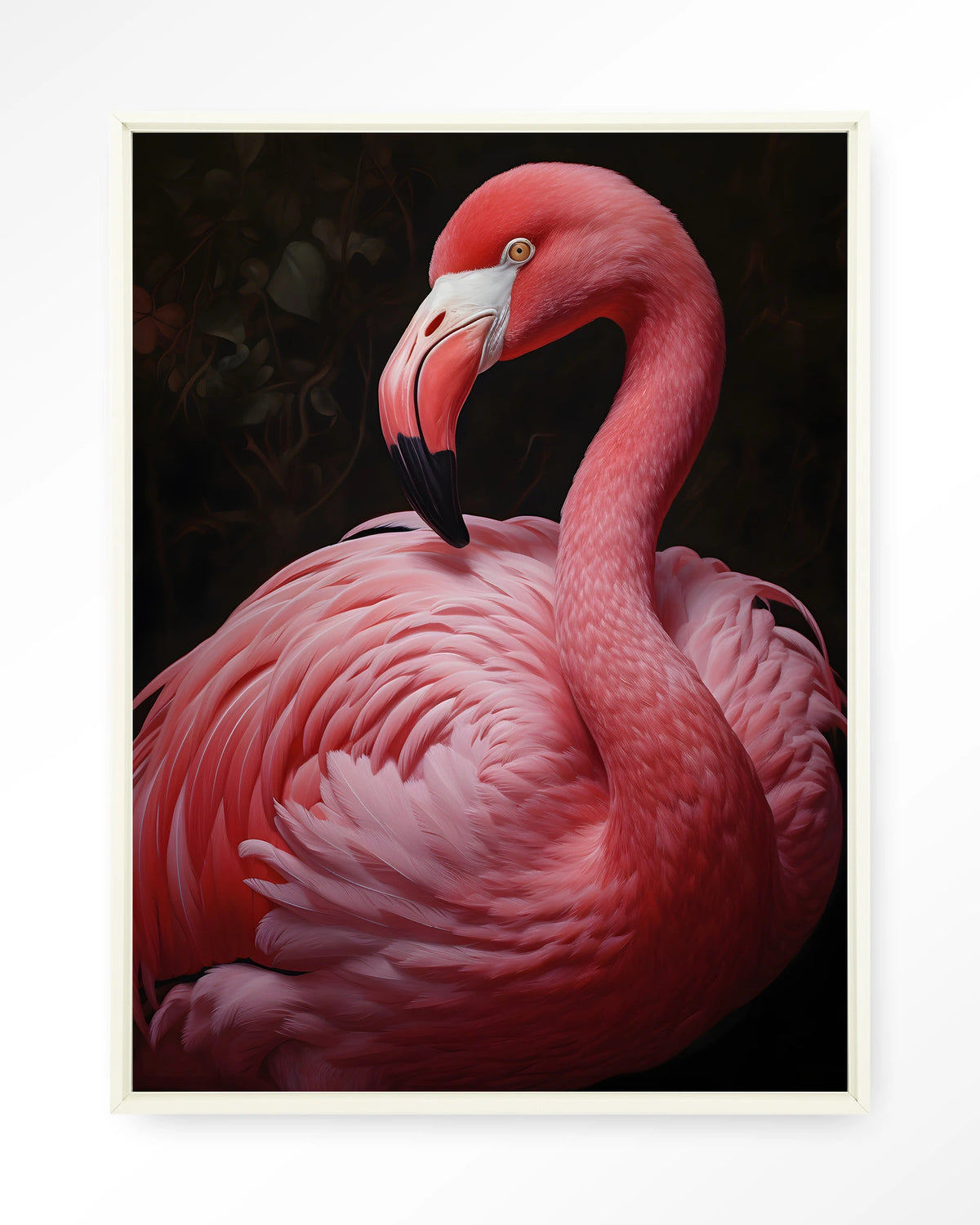 Pink Flamingo – roze flamingo – Wandkleed – Floating frame – wit
