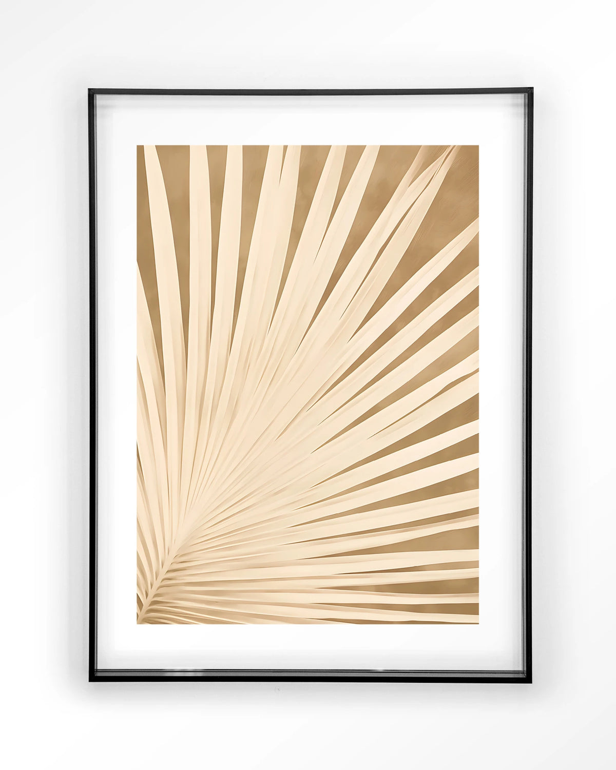 Beleaf – palmblad in beige – Art print – Acryl zwart
