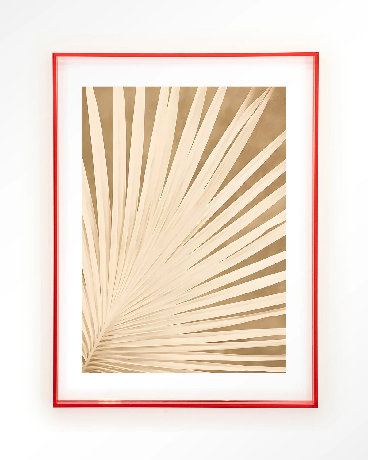 Beleaf – palmblad in beige – Art print – Acryl roze