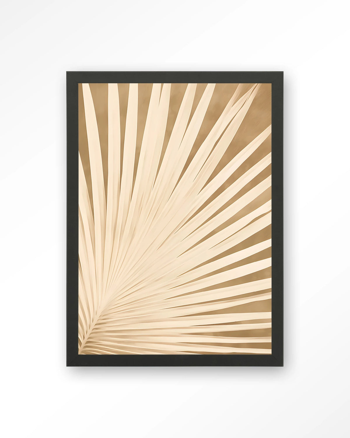Beleaf – palmblad in beige – Art print – Hout zwart