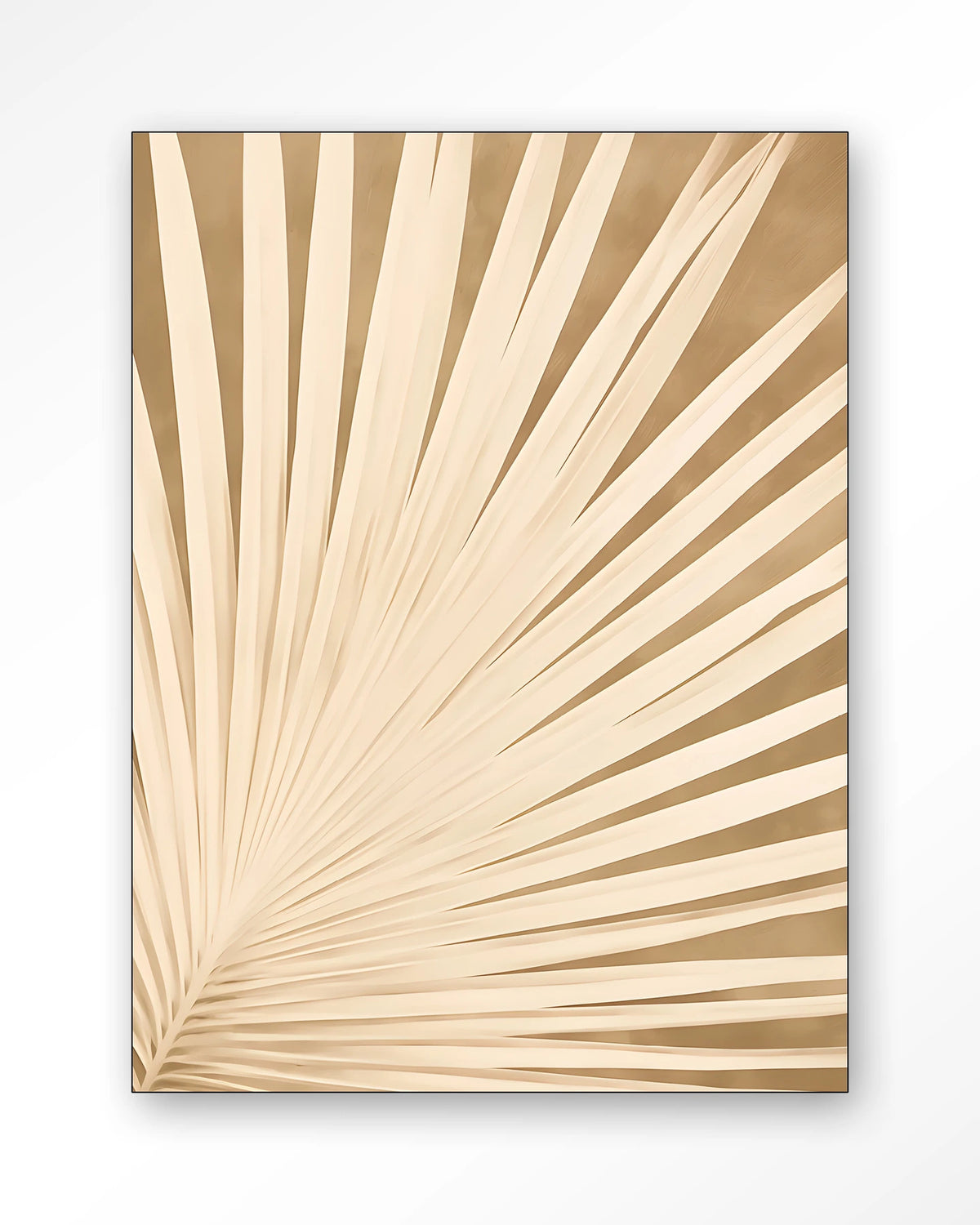 Beleaf – palmblad in beige – Wandkleed – Frame – zwart