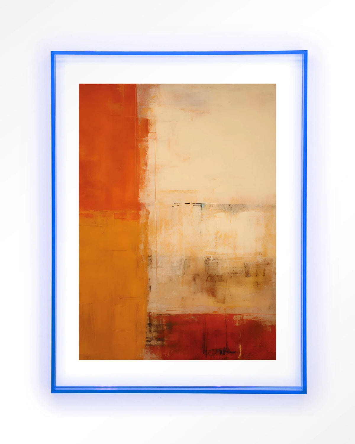 Rusty Abstract – abstract in roest en oranje – Art print – Acryl lichtblauw