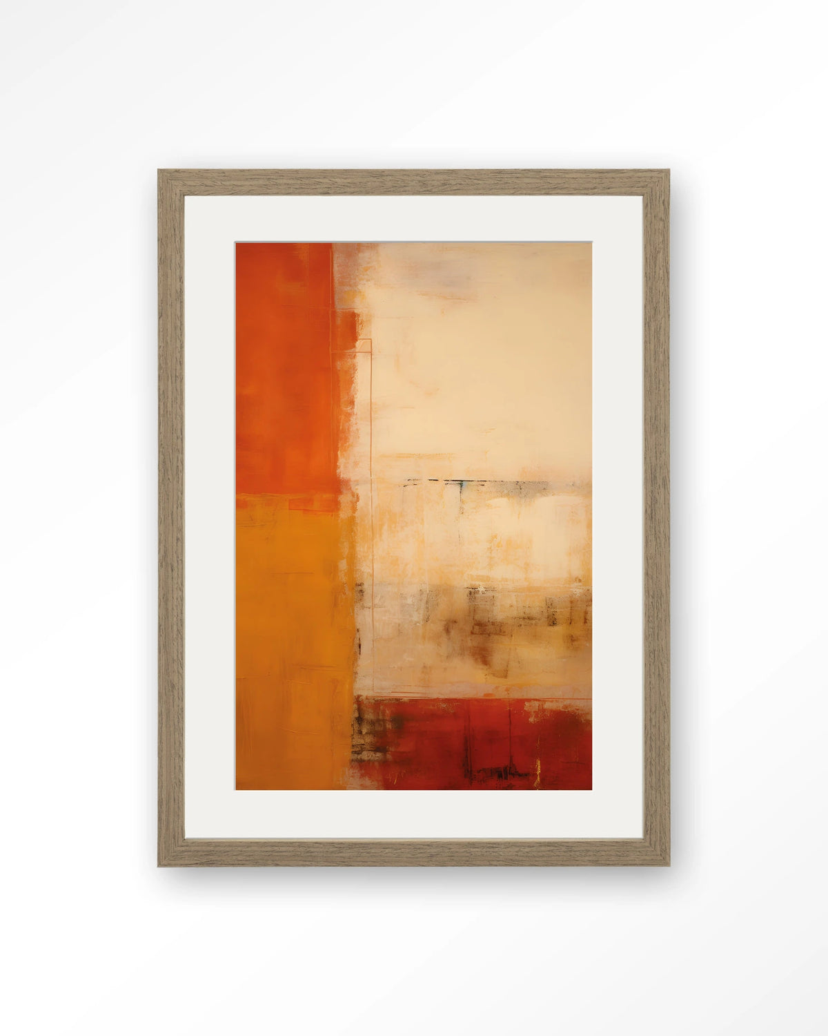 Rusty Abstract – abstract in roest en oranje – Art print – Hout bruin + passe-partout