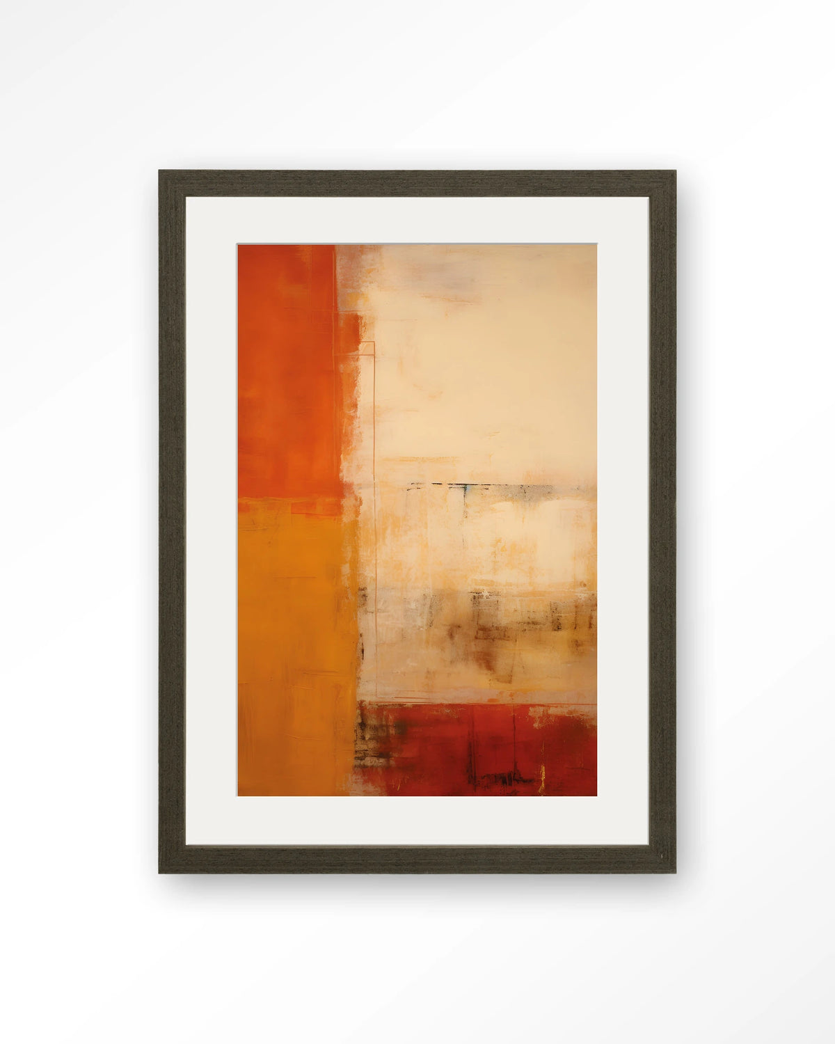 Rusty Abstract – abstract in roest en oranje – Art print – Hout donkerbruin + passe-partout