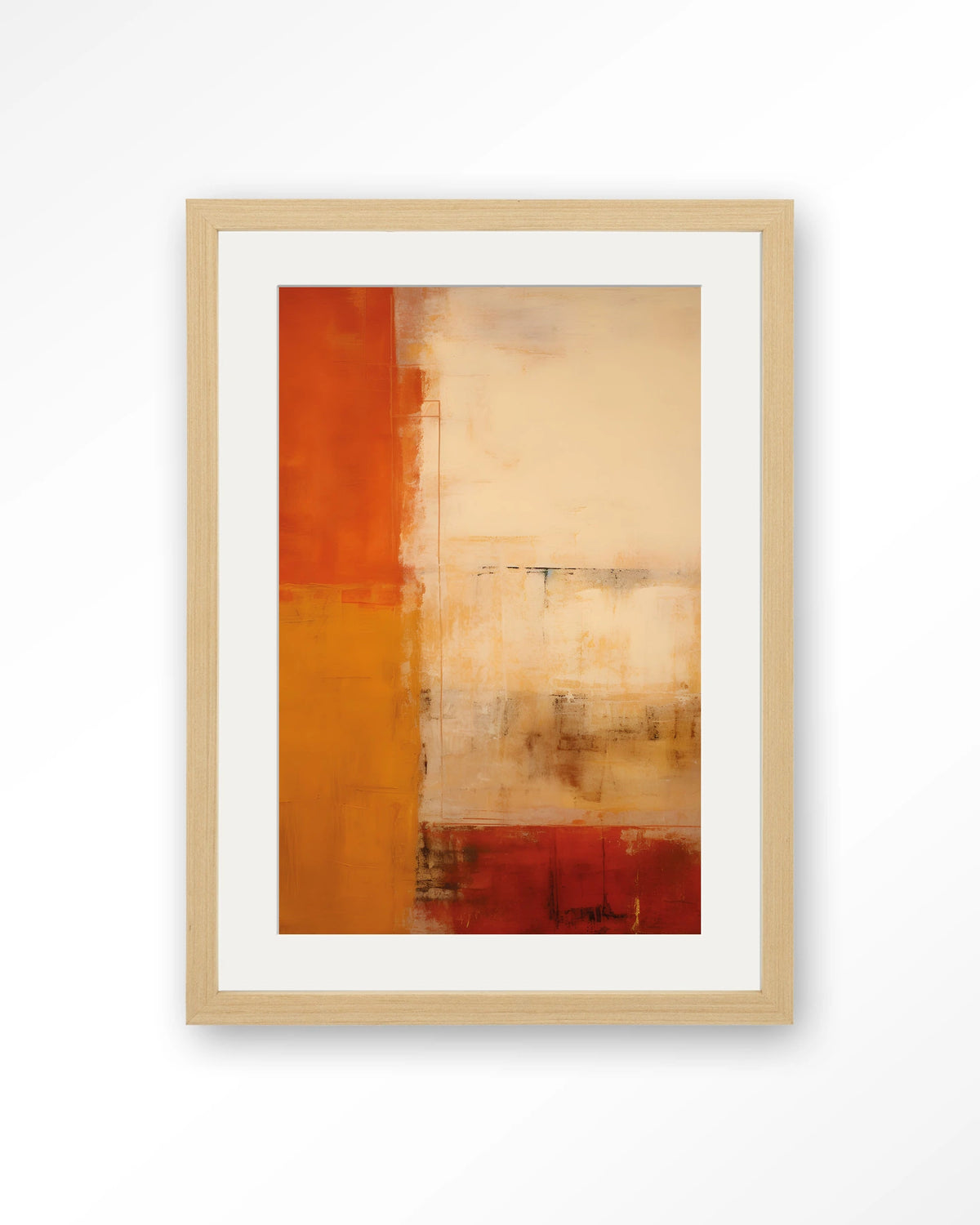Rusty Abstract – abstract in roest en oranje – Art print – Hout naturel + passe-partout