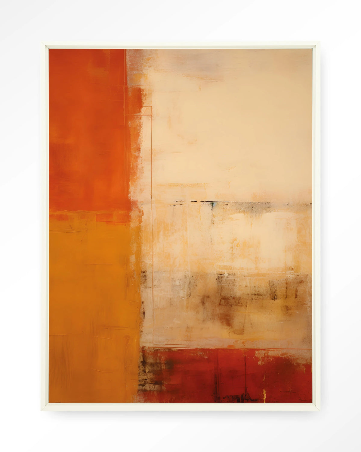 Rusty Abstract – abstract in roest en oranje – Wandkleed – Floating frame – wit