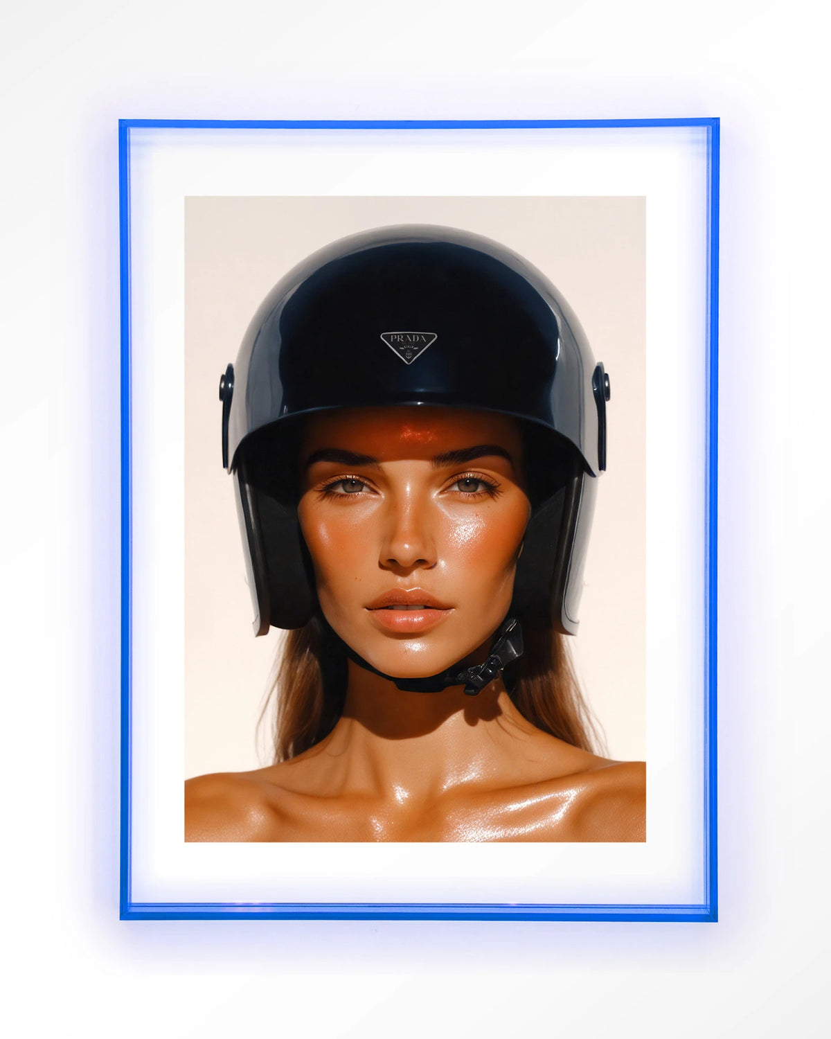 Prada Helmet – Art print – Acryl lichtblauw