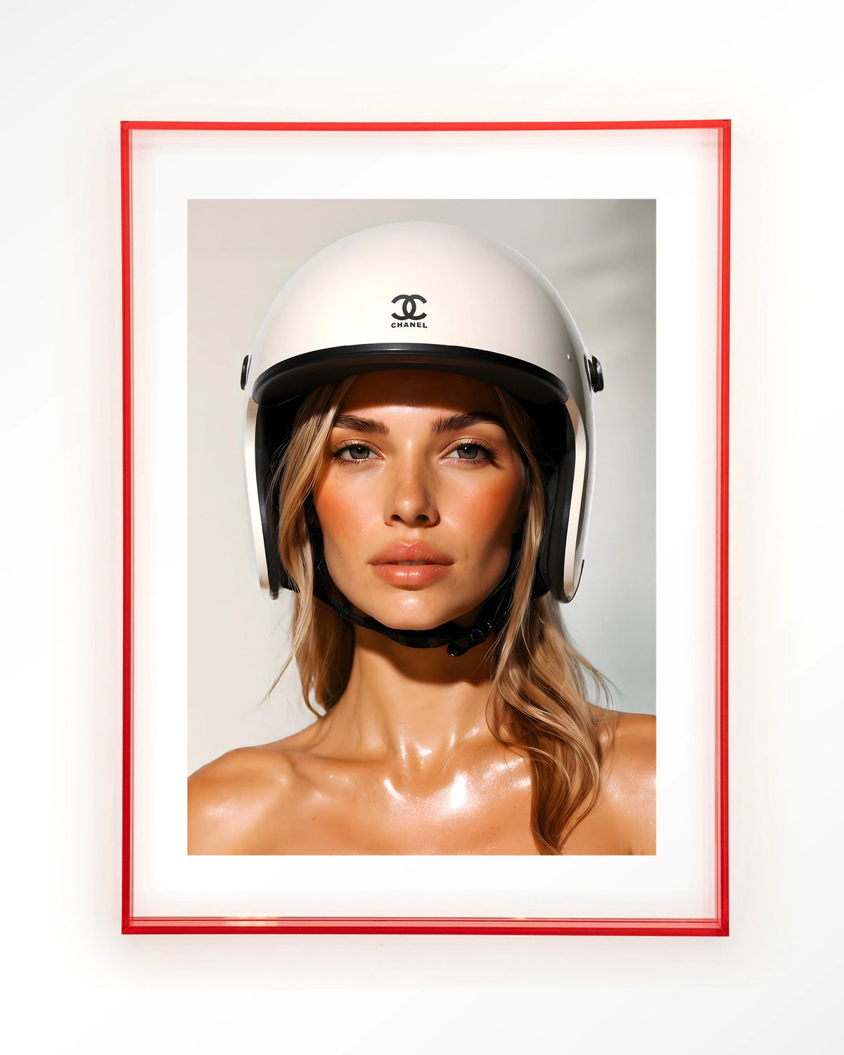 Chanel Helmet – Art print – Acryl roze