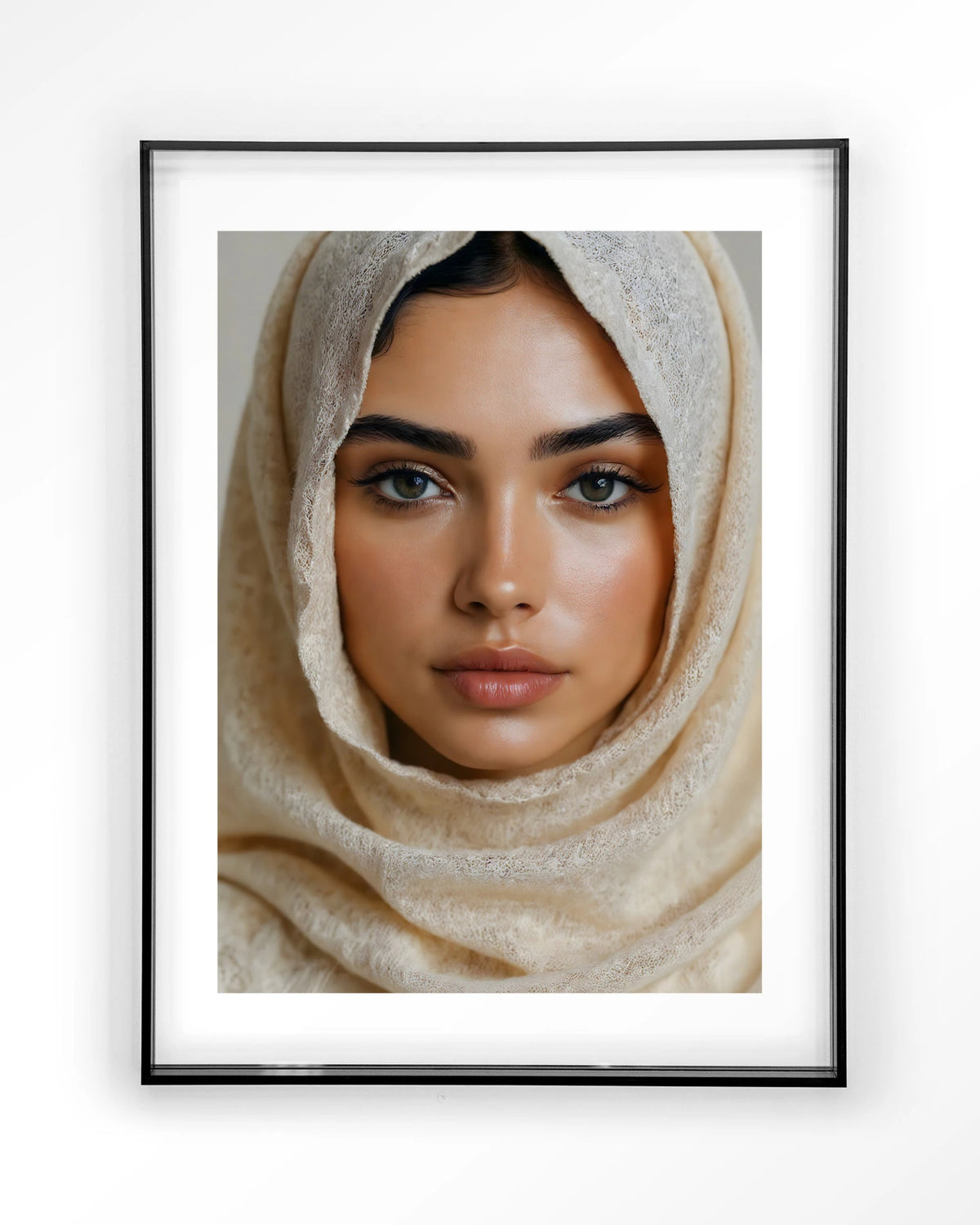 Sahara – vrouw met hoofddoek – Art print – Acryl zwart
