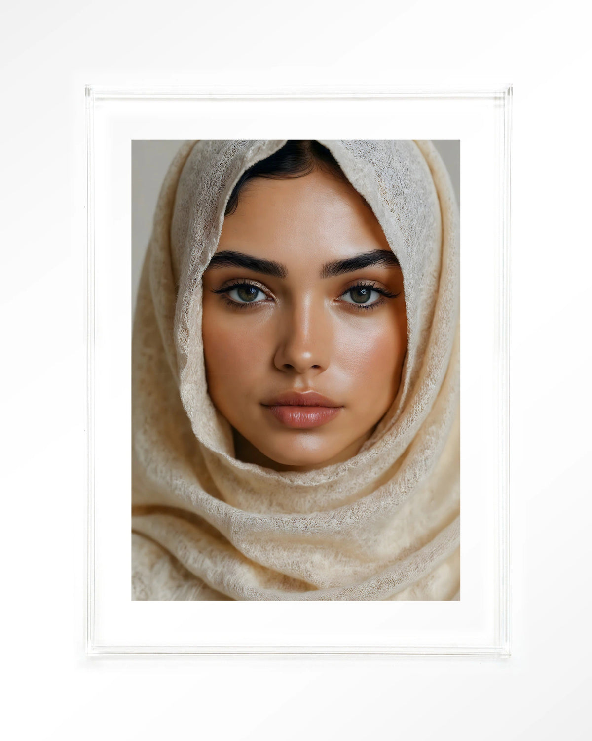 Sahara – vrouw met hoofddoek – Art print – Acryl doorzichtig