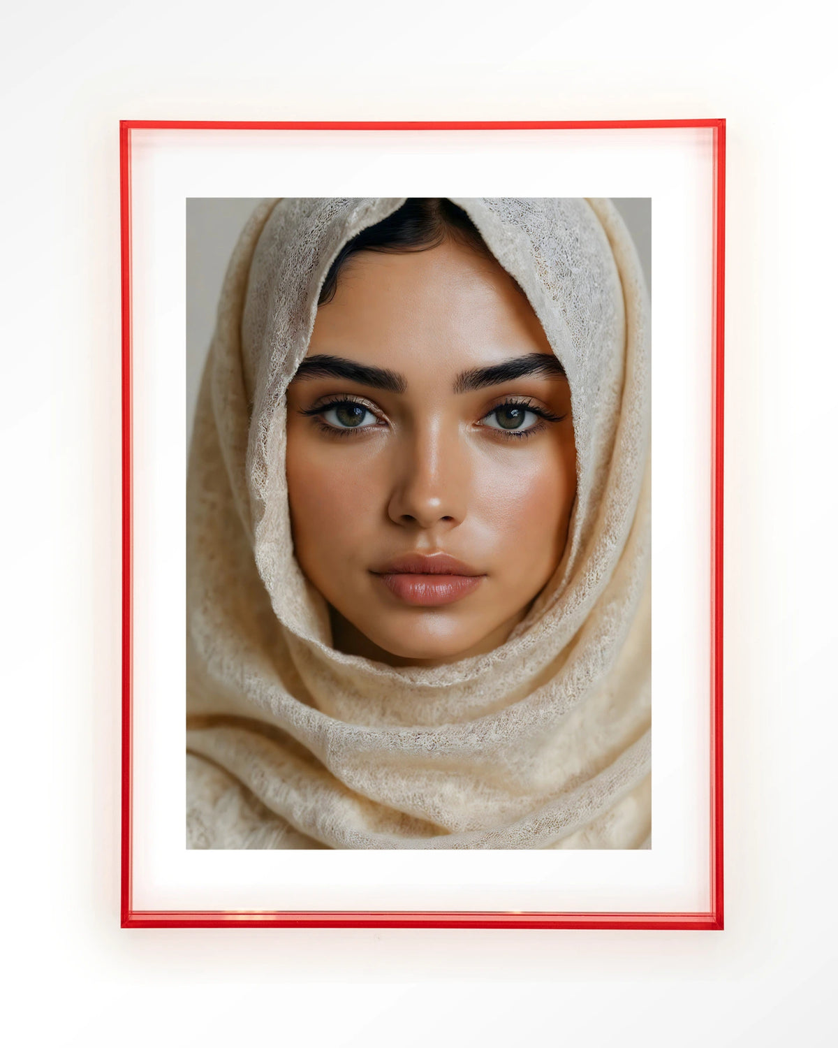Sahara – vrouw met hoofddoek – Art print – Acryl roze